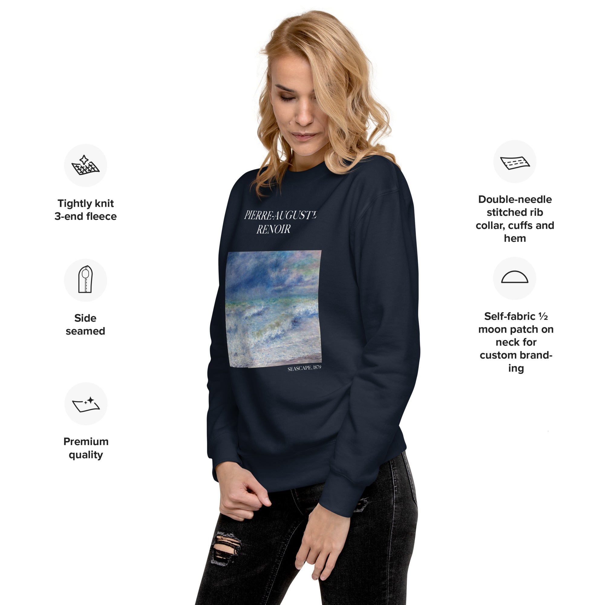 Sweatshirt mit berühmtem Gemälde „Meereslandschaft“ von Pierre-Auguste Renoir, Unisex-Premium-Sweatshirt