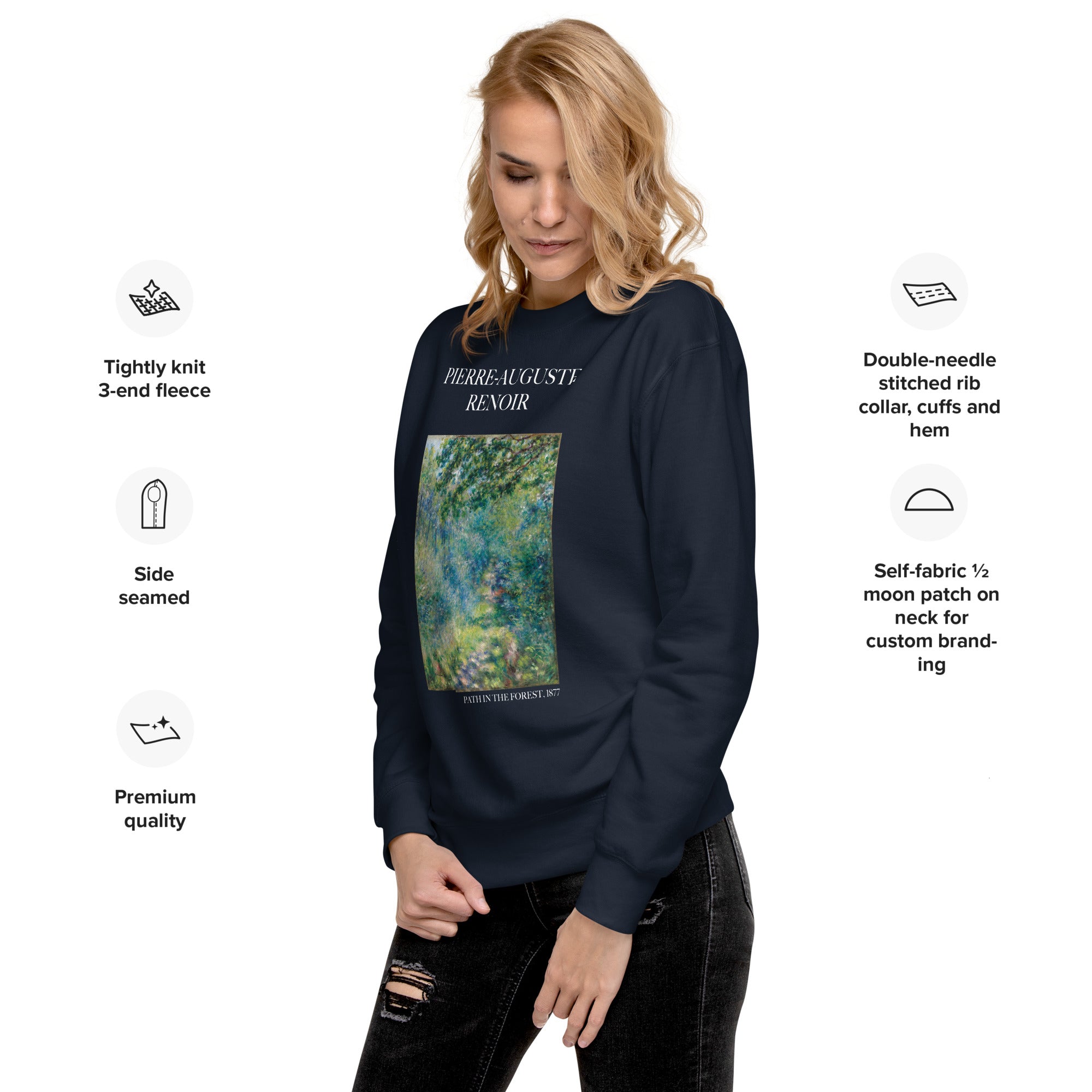 Sweatshirt mit berühmtem Gemälde „Pfad im Wald“ von Pierre-Auguste Renoir | Premium-Sweatshirt für Unisex