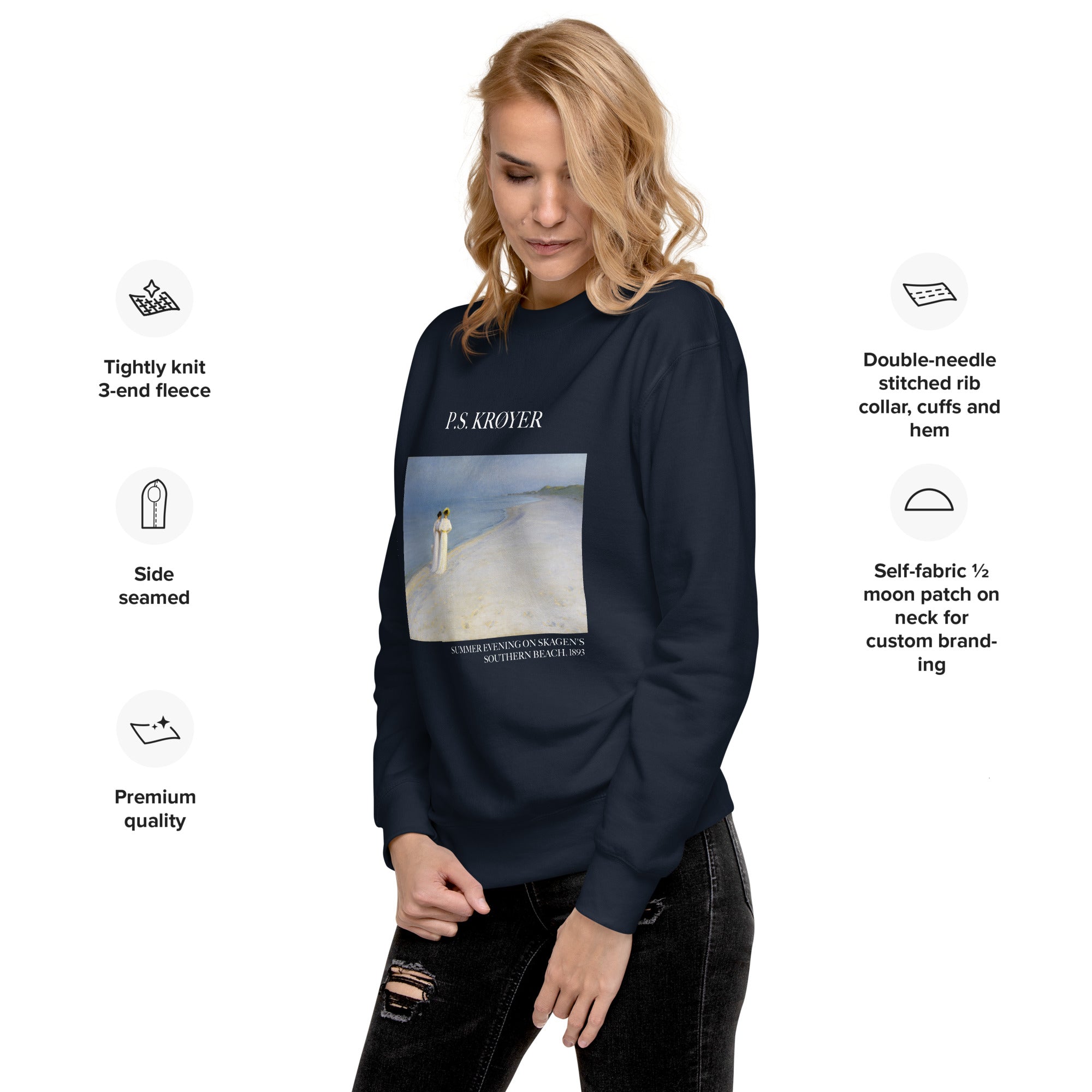 PS Krøyer 'Sommerabend am Südstrand von Skagen' Berühmtes Gemälde-Sweatshirt | Unisex Premium Sweatshirt