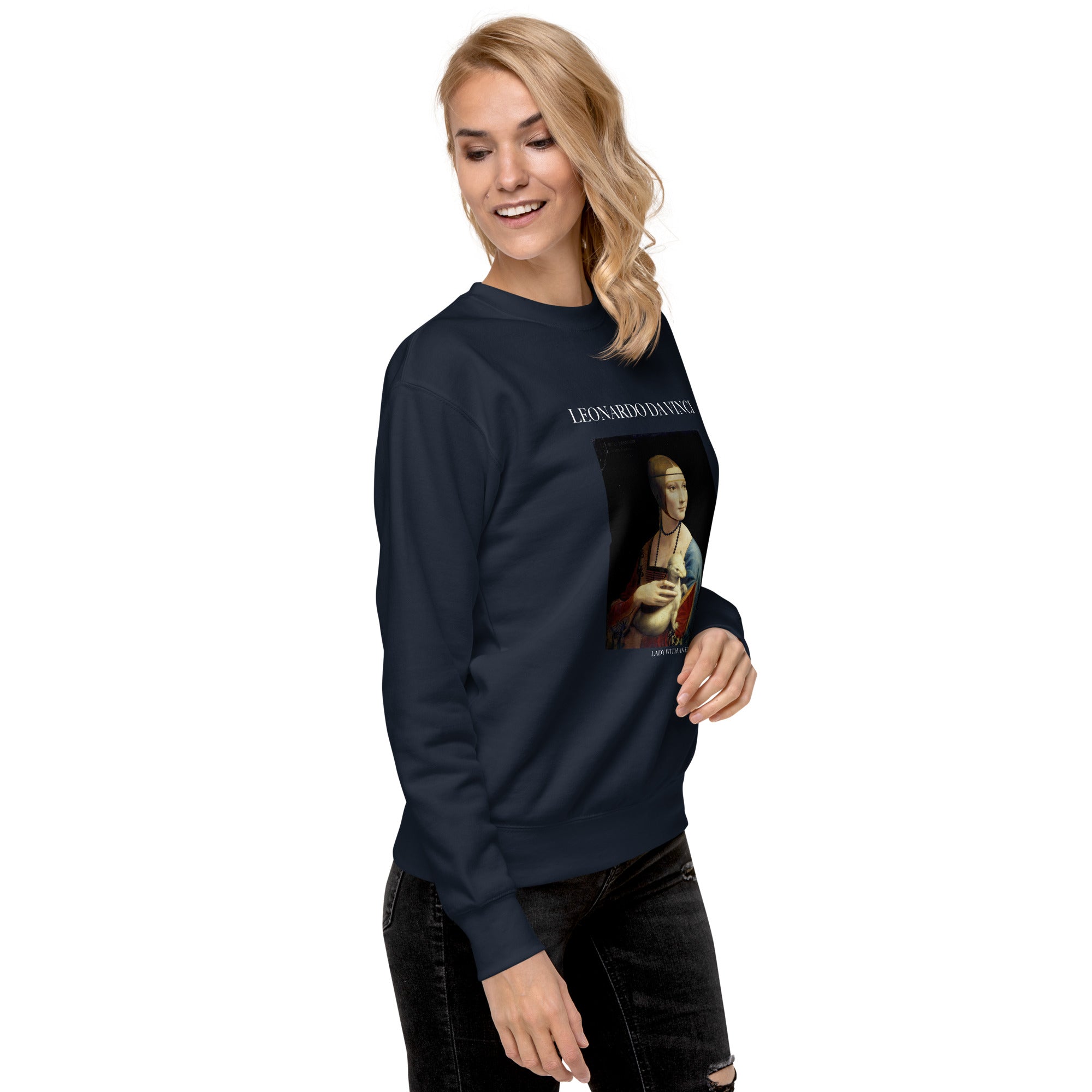 Sweatshirt mit berühmtem Gemälde „Die Dame mit dem Hermelin“ von Leonardo da Vinci, Unisex, Premium-Sweatshirt