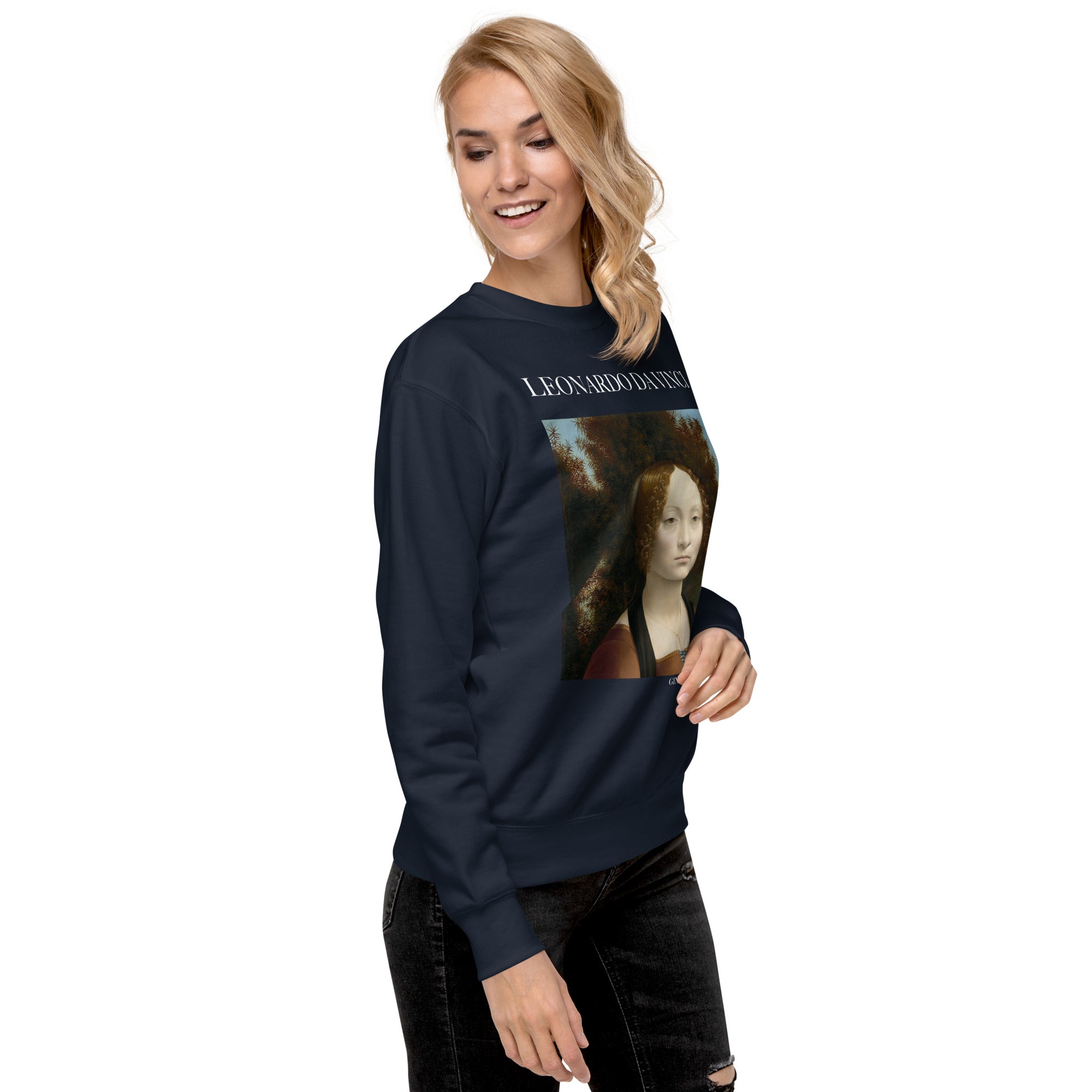 Sweatshirt mit berühmtem Gemälde „Ginevra de‘ Benci“ von Leonardo da Vinci, Premium-Unisex-Sweatshirt