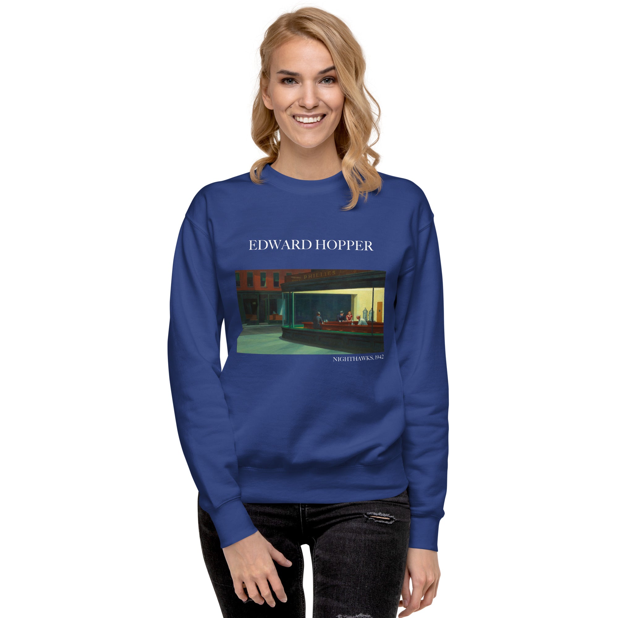 Sweatshirt mit berühmtem Gemälde „Nighthawks“ von Edward Hopper | Premium-Sweatshirt für Unisex