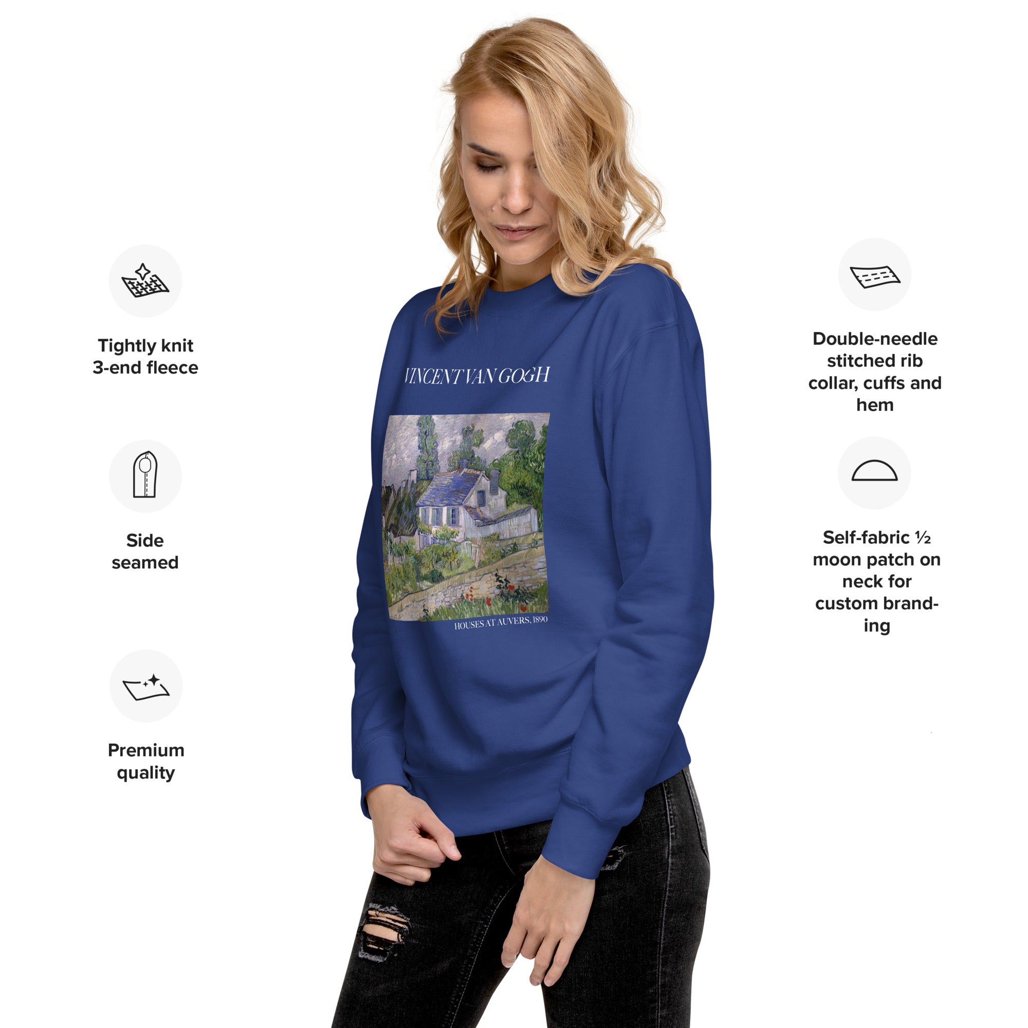 Sweatshirt mit berühmtem Gemälde „Häuser bei Auvers“ von Vincent van Gogh | Premium-Sweatshirt für Unisex