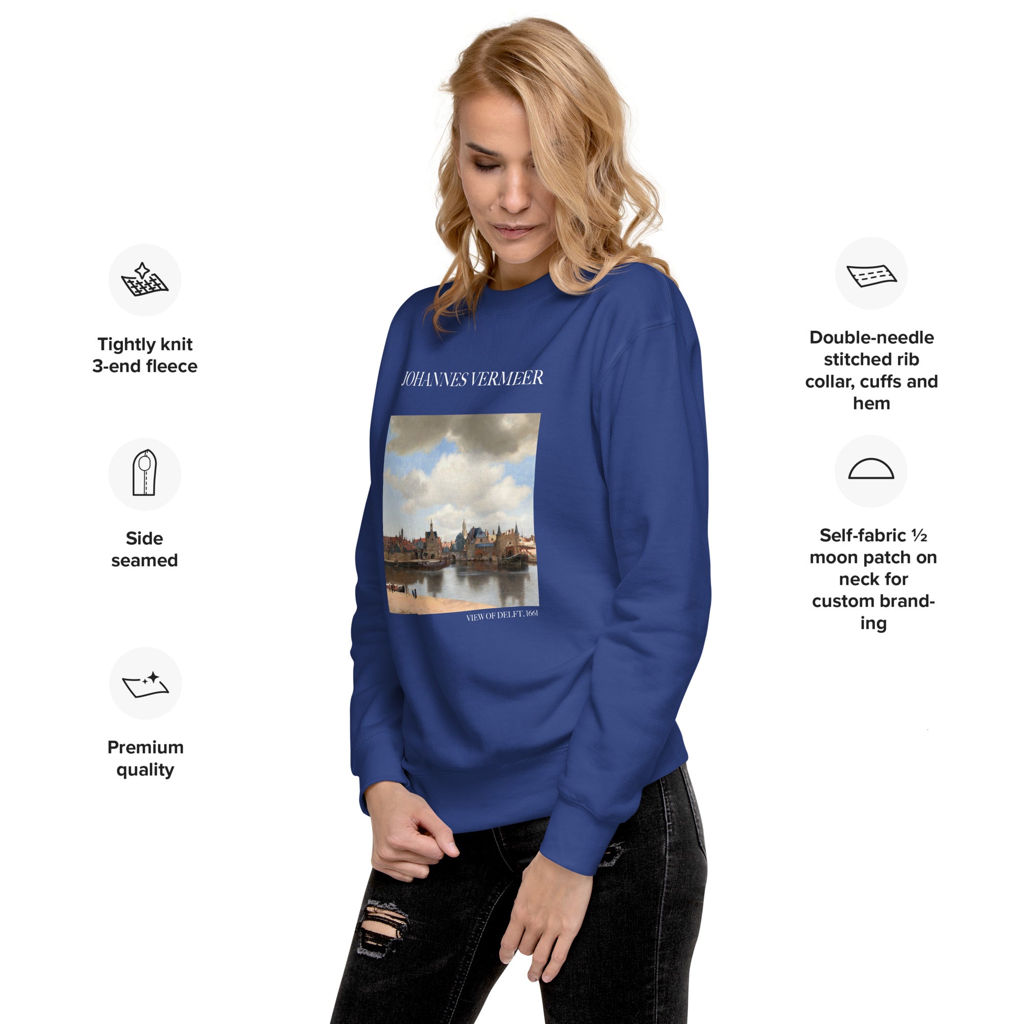 Johannes Vermeer 'Blick auf Delft' Berühmtes Gemälde Sweatshirt | Unisex Premium Sweatshirt