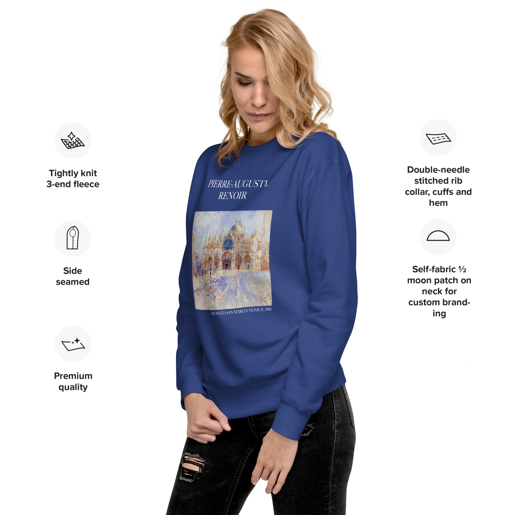 Pierre-Auguste Renoir 'The Piazza San Marco, Venice' Famous Painting Sweatshirt | Unisex Premium Sweatshirt