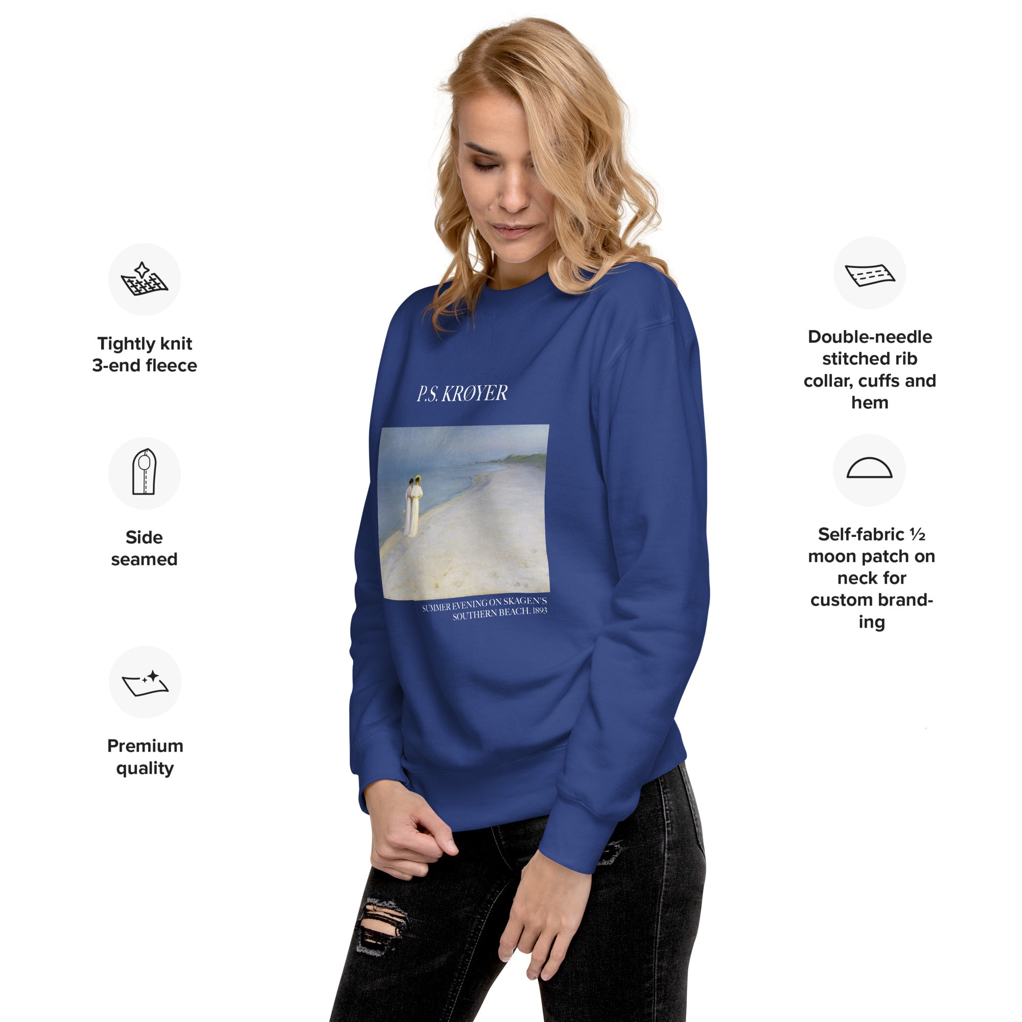 PS Krøyer 'Sommerabend am Südstrand von Skagen' Berühmtes Gemälde-Sweatshirt | Unisex Premium Sweatshirt