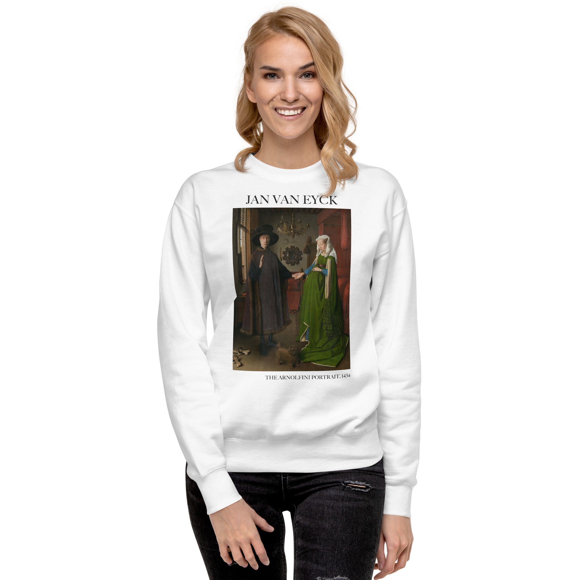 Jan van Eyck 'The Arnolfini Portrait' Famous Painting Sweatshirt | Unisex Premium Sweatshirt