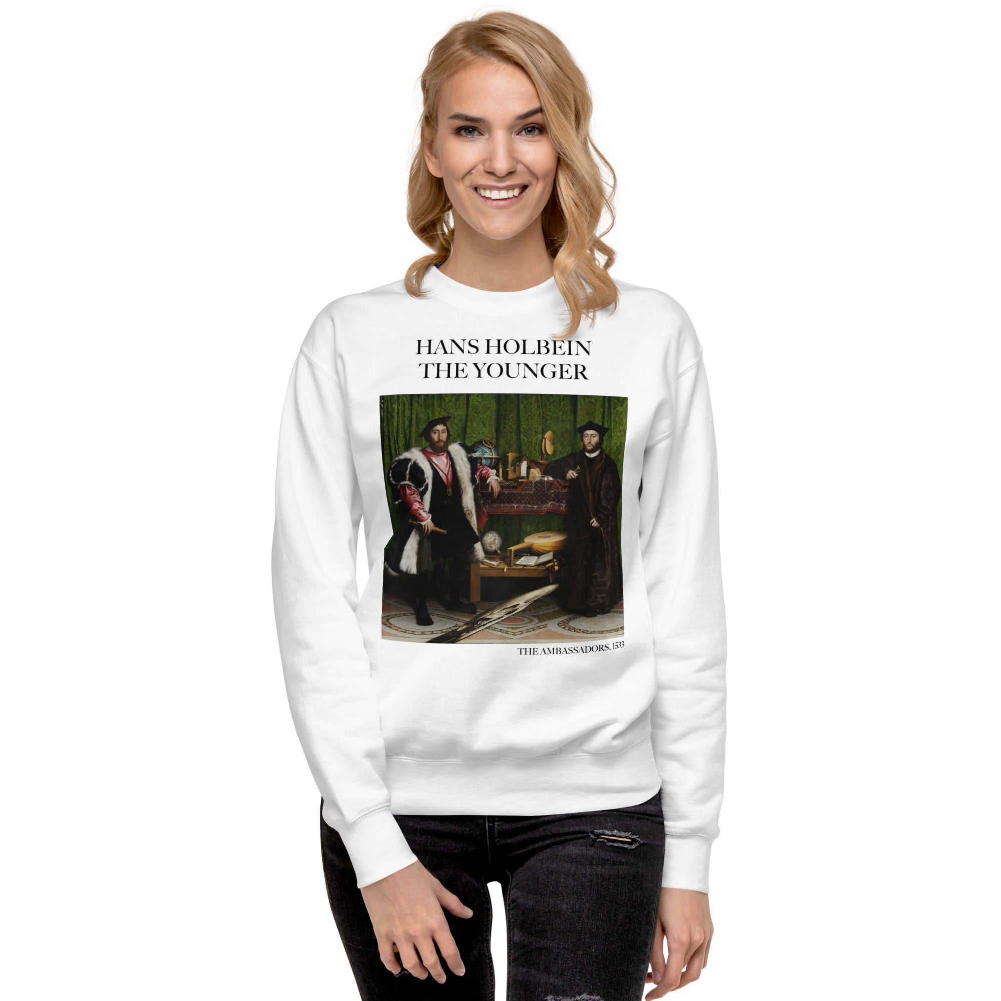 Hans Holbein the Younger 'The Ambassadors' Famous Painting Sweatshirt | Unisex Premium Sweatshirt