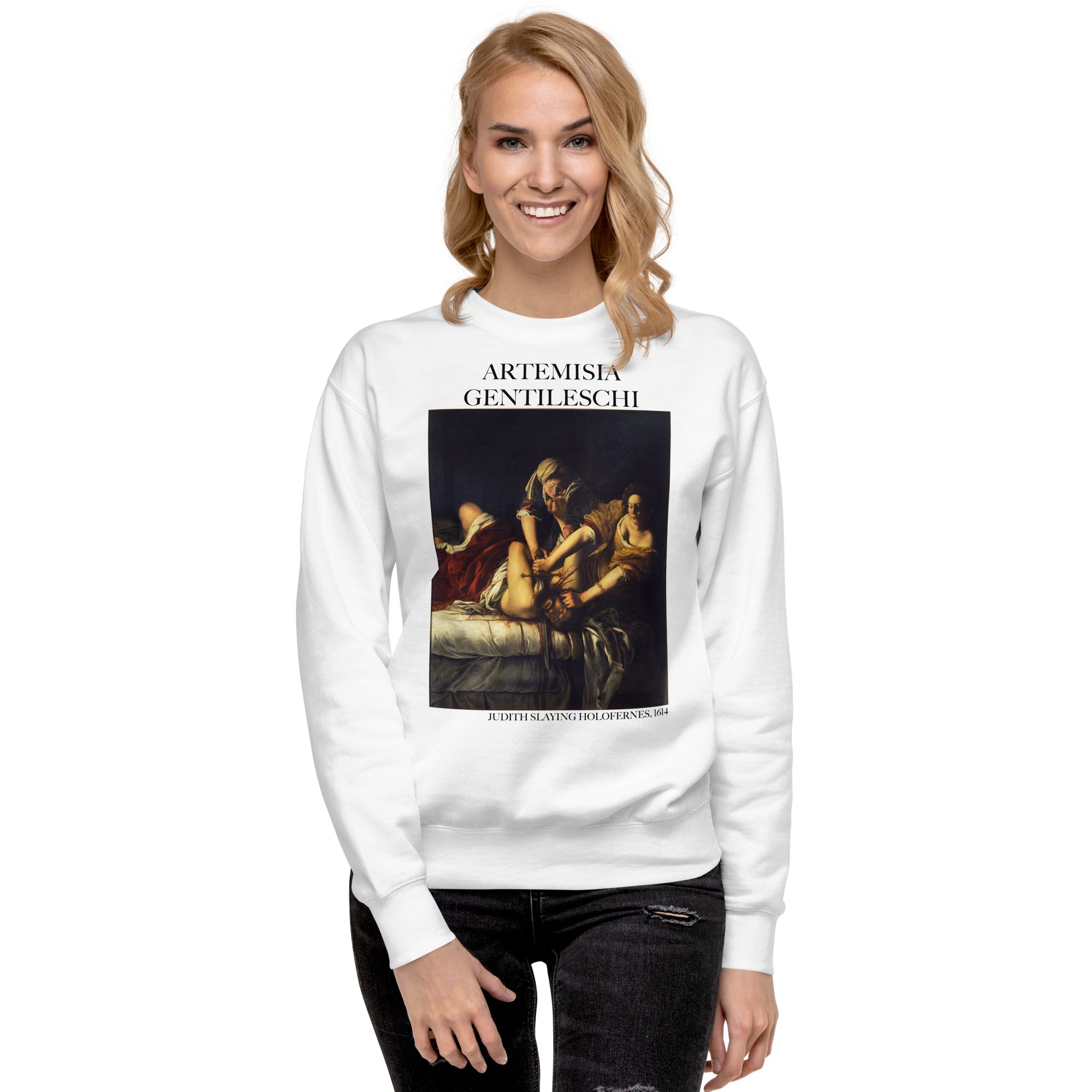 Sweatshirt mit berühmtem Gemälde „Judith erschlägt Holofernes“ von Artemisia Gentileschi | Premium-Unisex-Sweatshirt