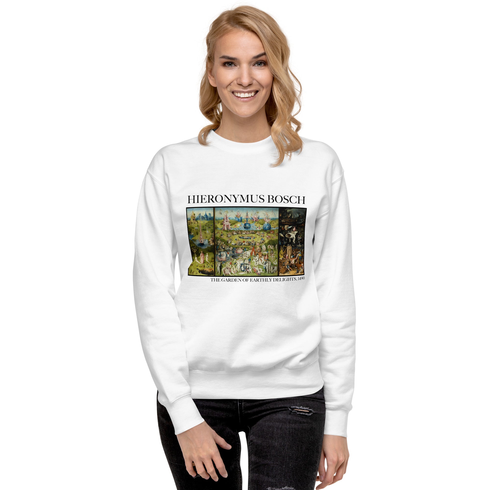 Sweatshirt mit berühmtem Gemälde „Der Garten der Lüste“ von Hieronymus Bosch | Premium-Sweatshirt für Unisex