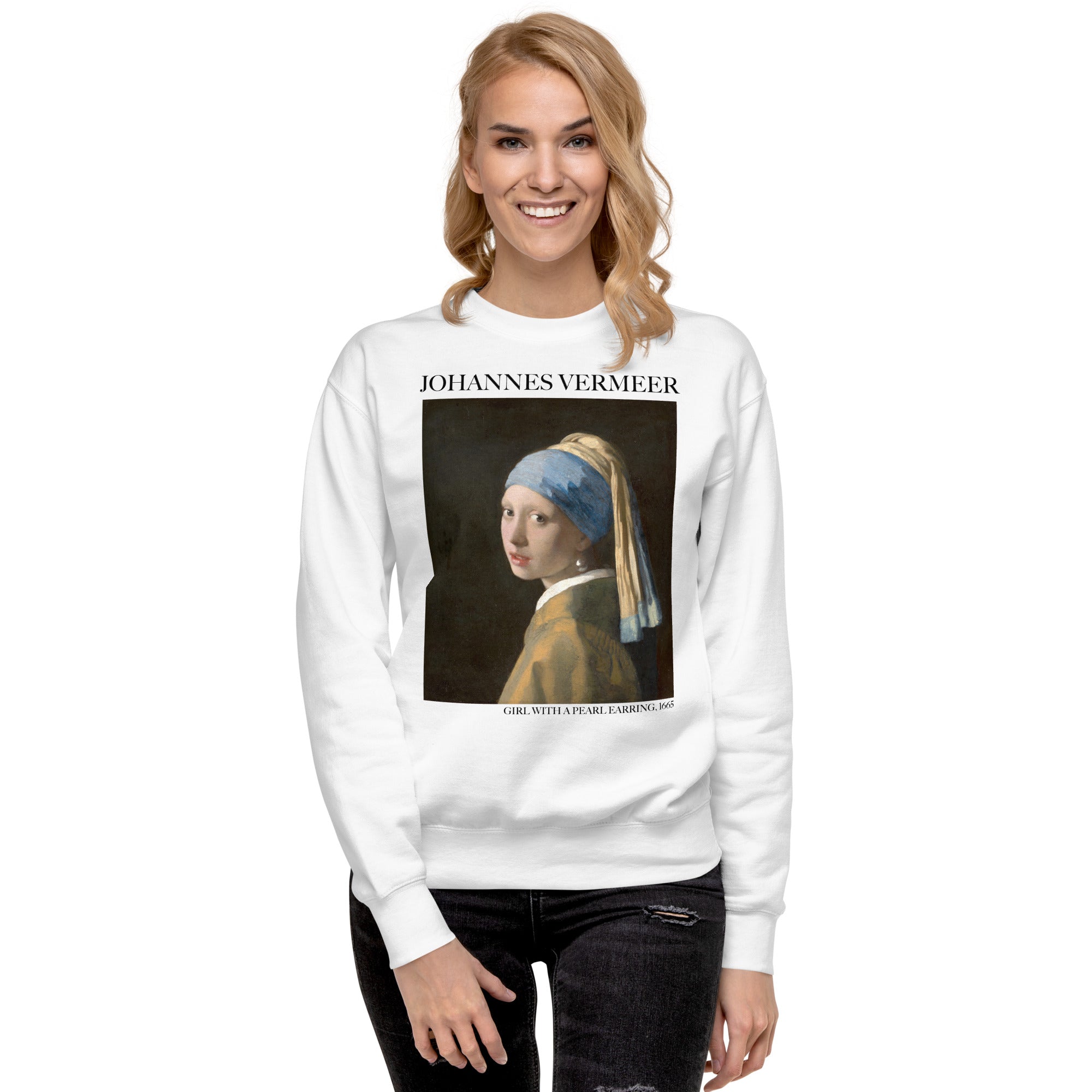 Johannes Vermeer 'Girl with a Pearl Earring' Famous Painting Sweatshirt | Unisex Premium Sweatshirt