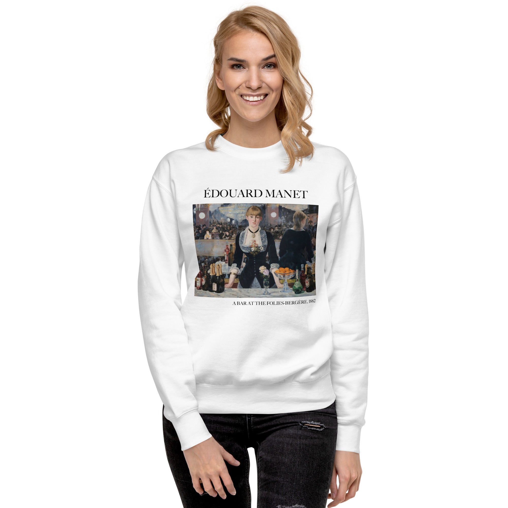 Édouard Manet 'A Bar at the Folies-Bergère' Famous Painting Sweatshirt | Unisex Premium Sweatshirt