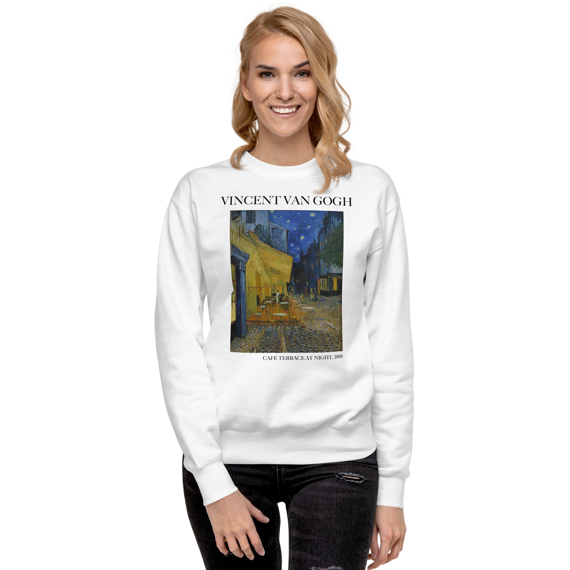 Vincent van Gogh 'Café Terrace at Night' Famous Painting Sweatshirt | Unisex Premium Sweatshirt