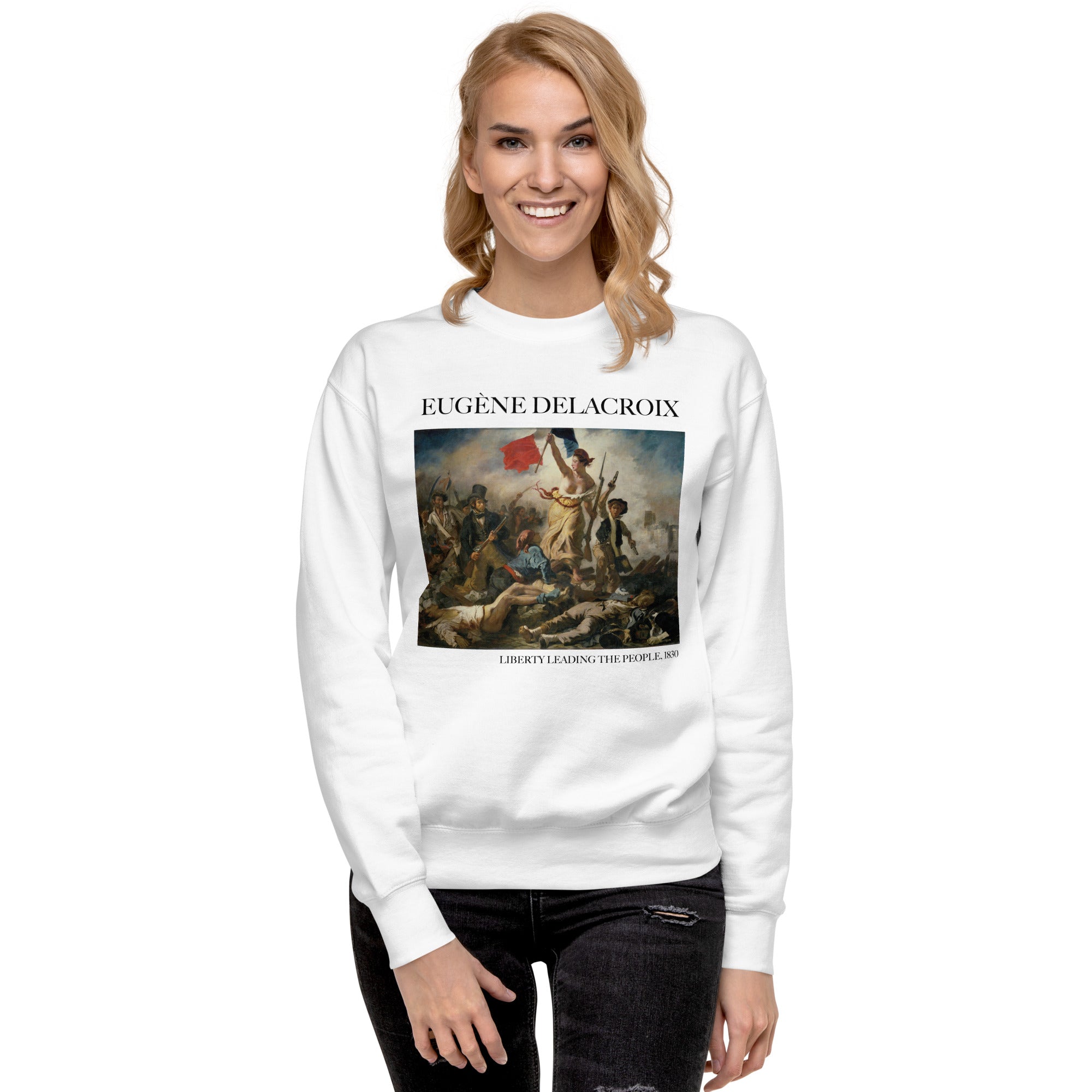 Eugène Delacroix 'Liberty Leading the People' Famous Painting Sweatshirt | Unisex Premium Sweatshirt