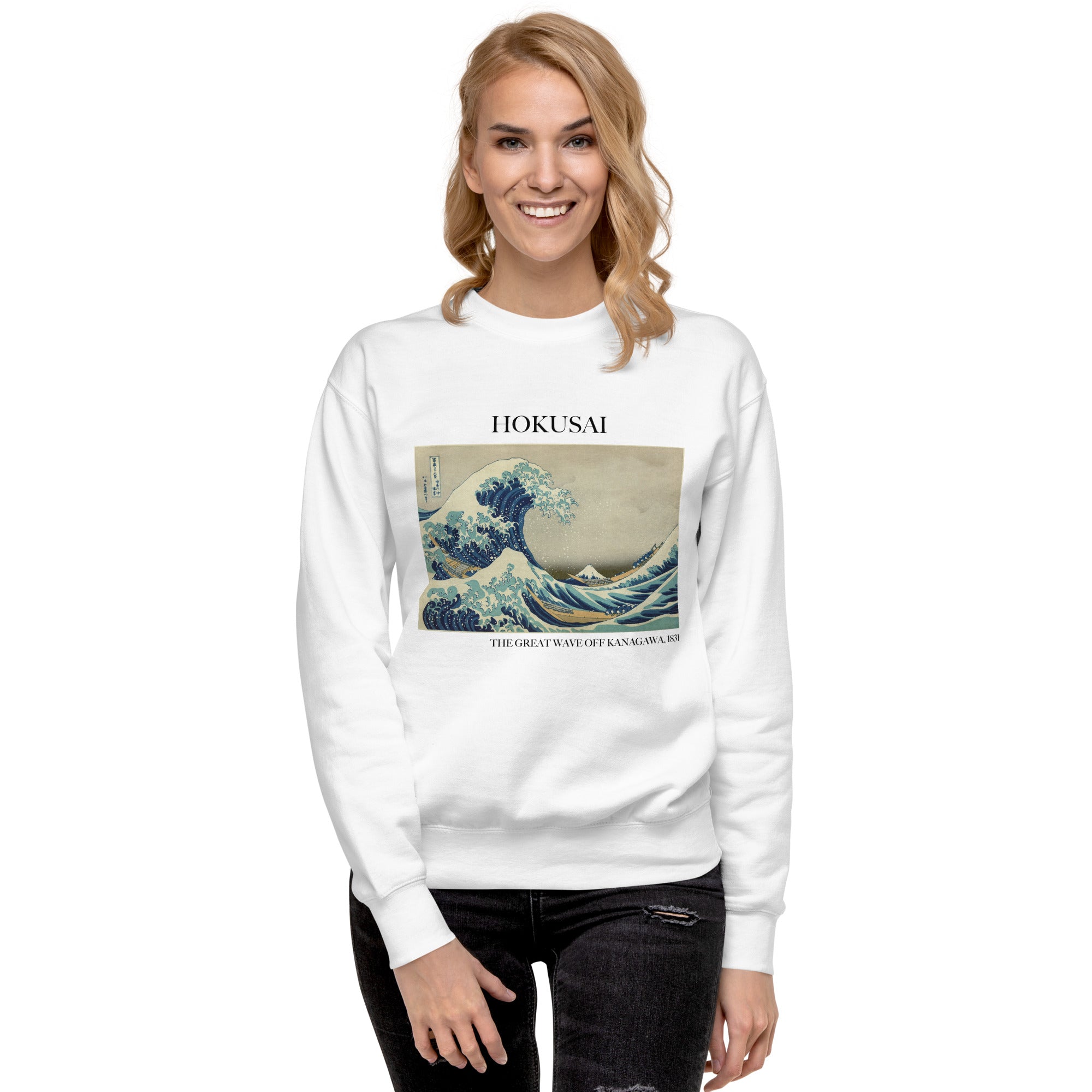 Sweatshirt mit berühmtem Gemälde „Die große Welle vor Kanagawa“ von Hokusai | Premium-Sweatshirt für Unisex