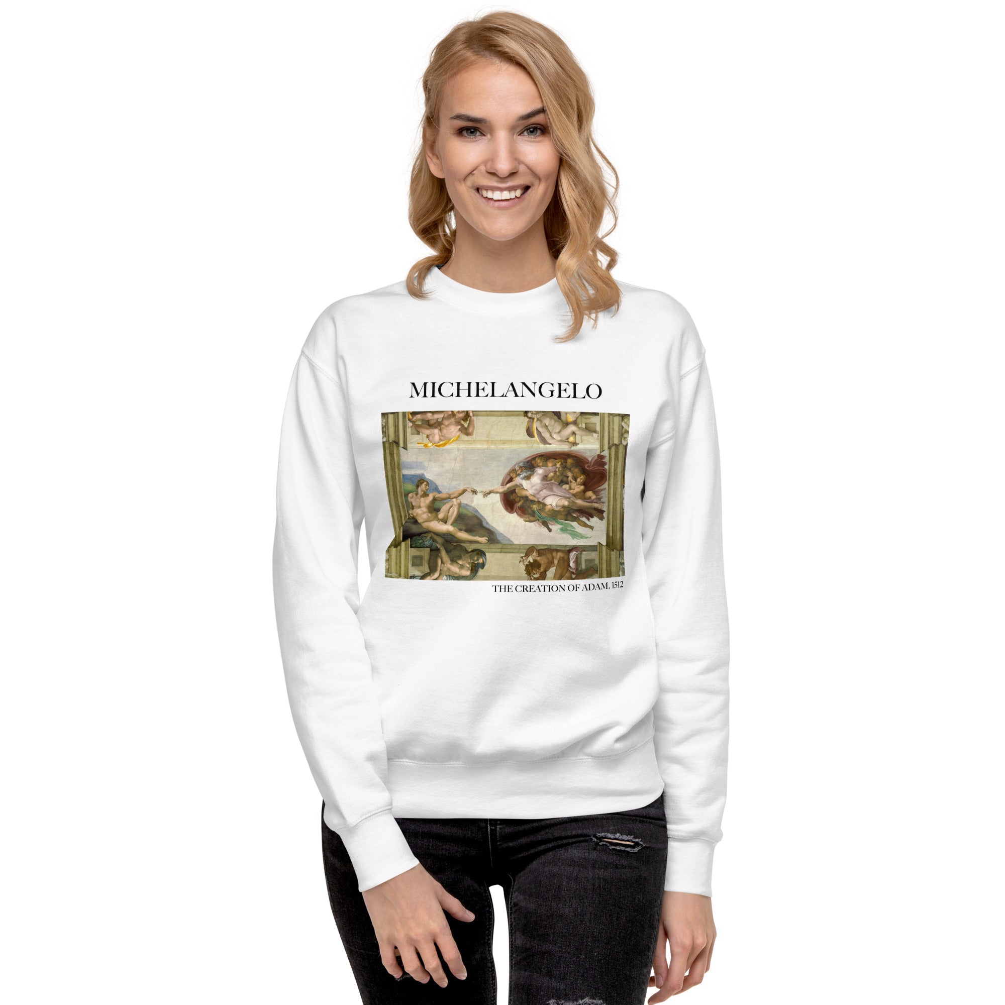 Sweatshirt mit berühmtem Gemälde „Die Erschaffung Adams“ von Michelangelo | Premium-Unisex-Sweatshirt