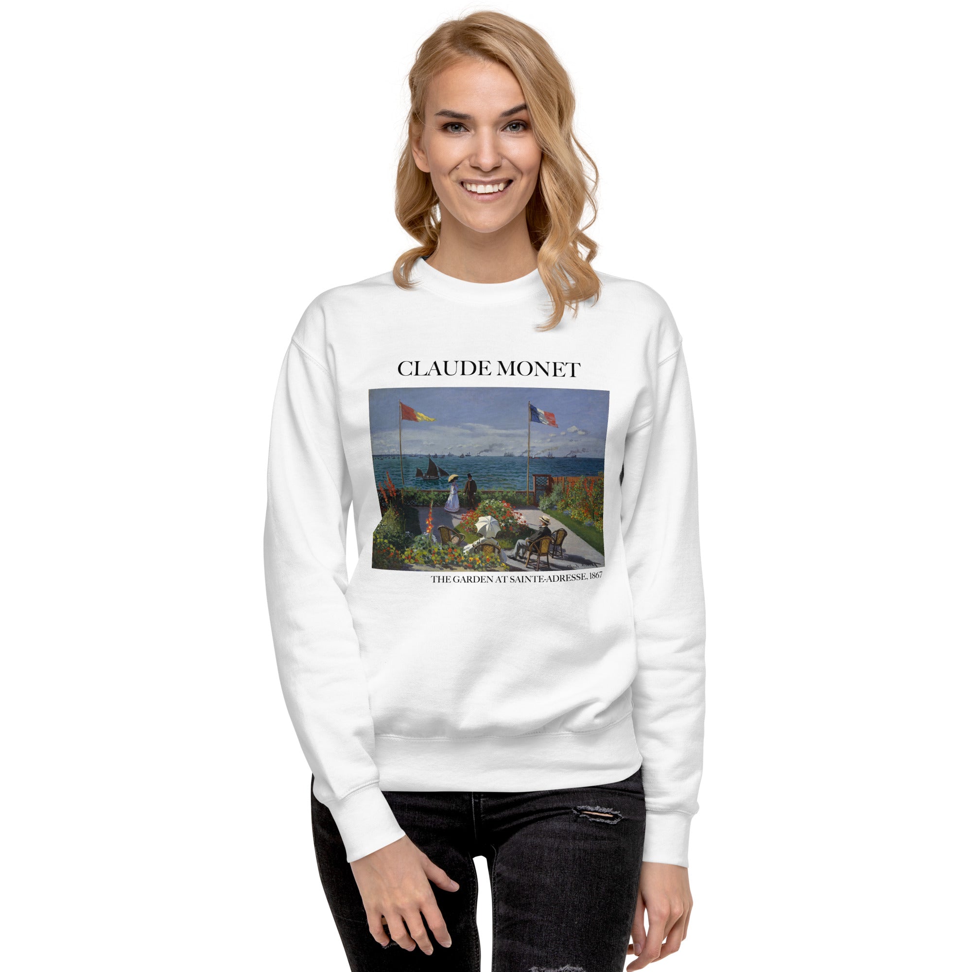 Claude Monet 'The Garden at Sainte-Adresse' Famous Painting Sweatshirt | Unisex Premium Sweatshirt