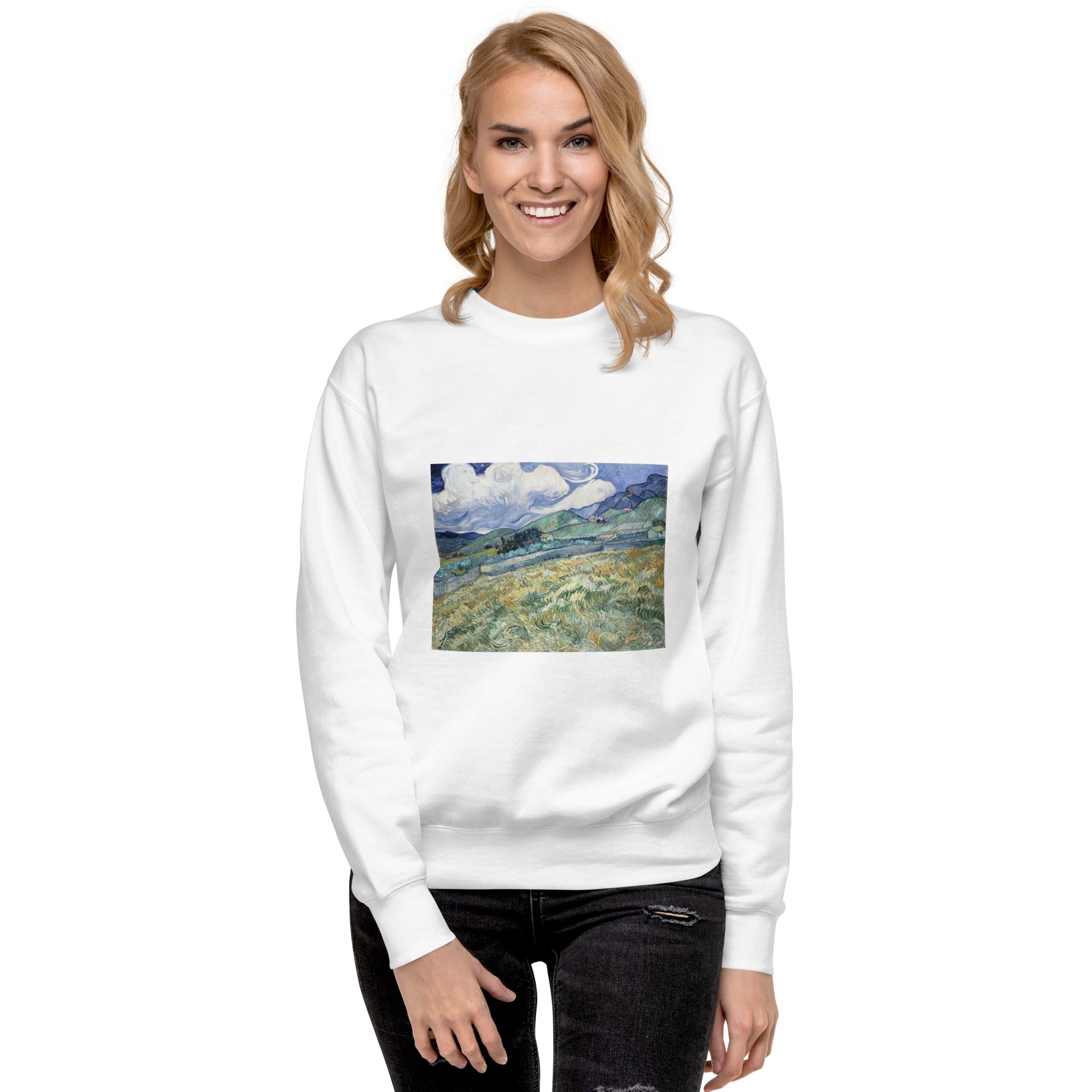 Vincent van Gogh 'Landscape from Saint-Rémy' Famous Painting Sweatshirt | Unisex Premium Sweatshirt