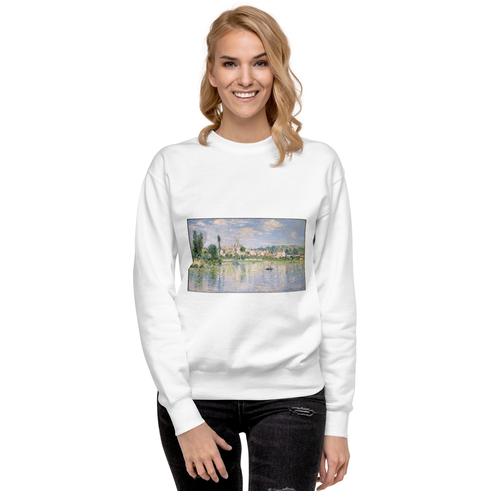 Claude Monet 'Vetheuil in Summer' Famous Painting Sweatshirt | Unisex Premium Sweatshirt