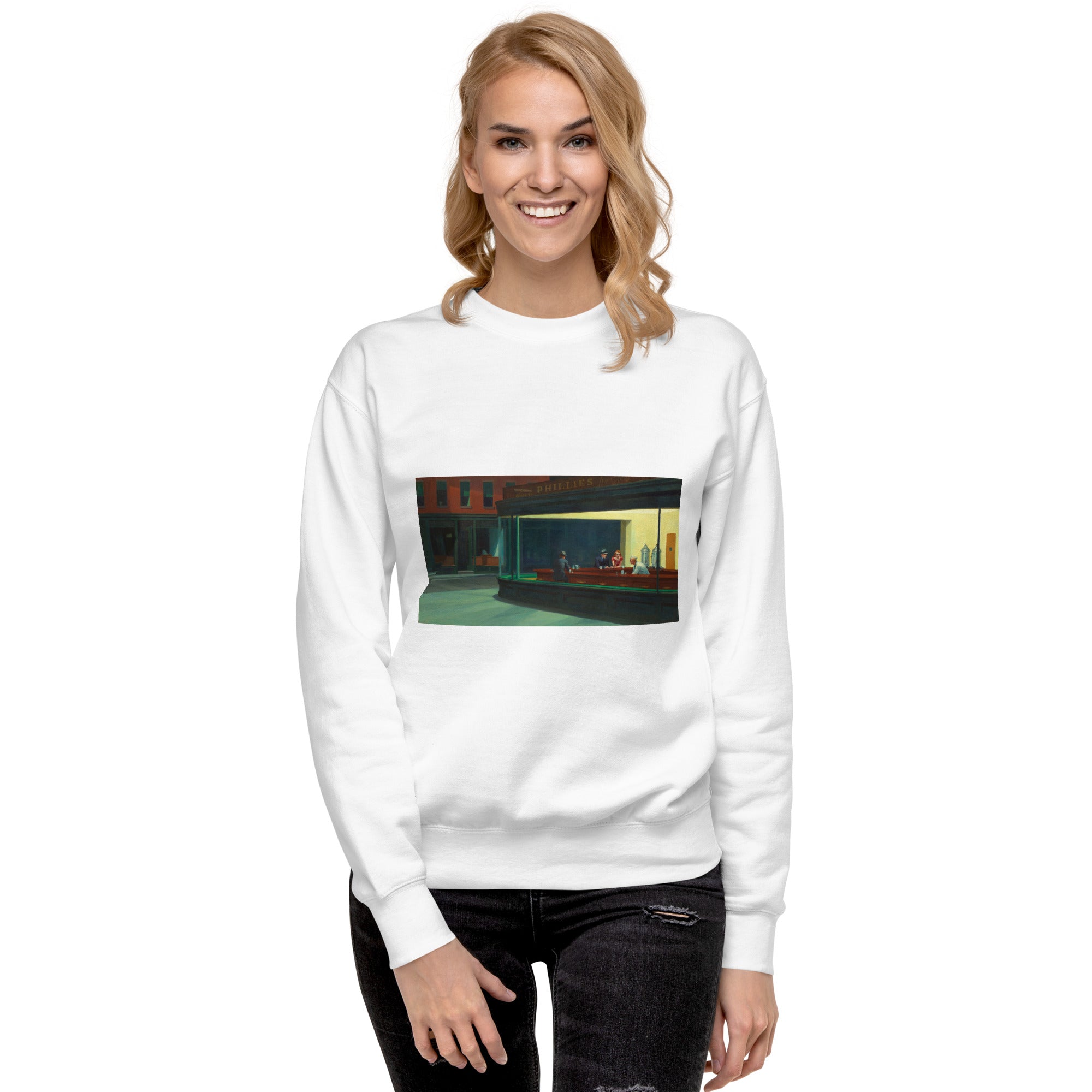 Sweatshirt mit berühmtem Gemälde „Nighthawks“ von Edward Hopper | Premium-Sweatshirt für Unisex