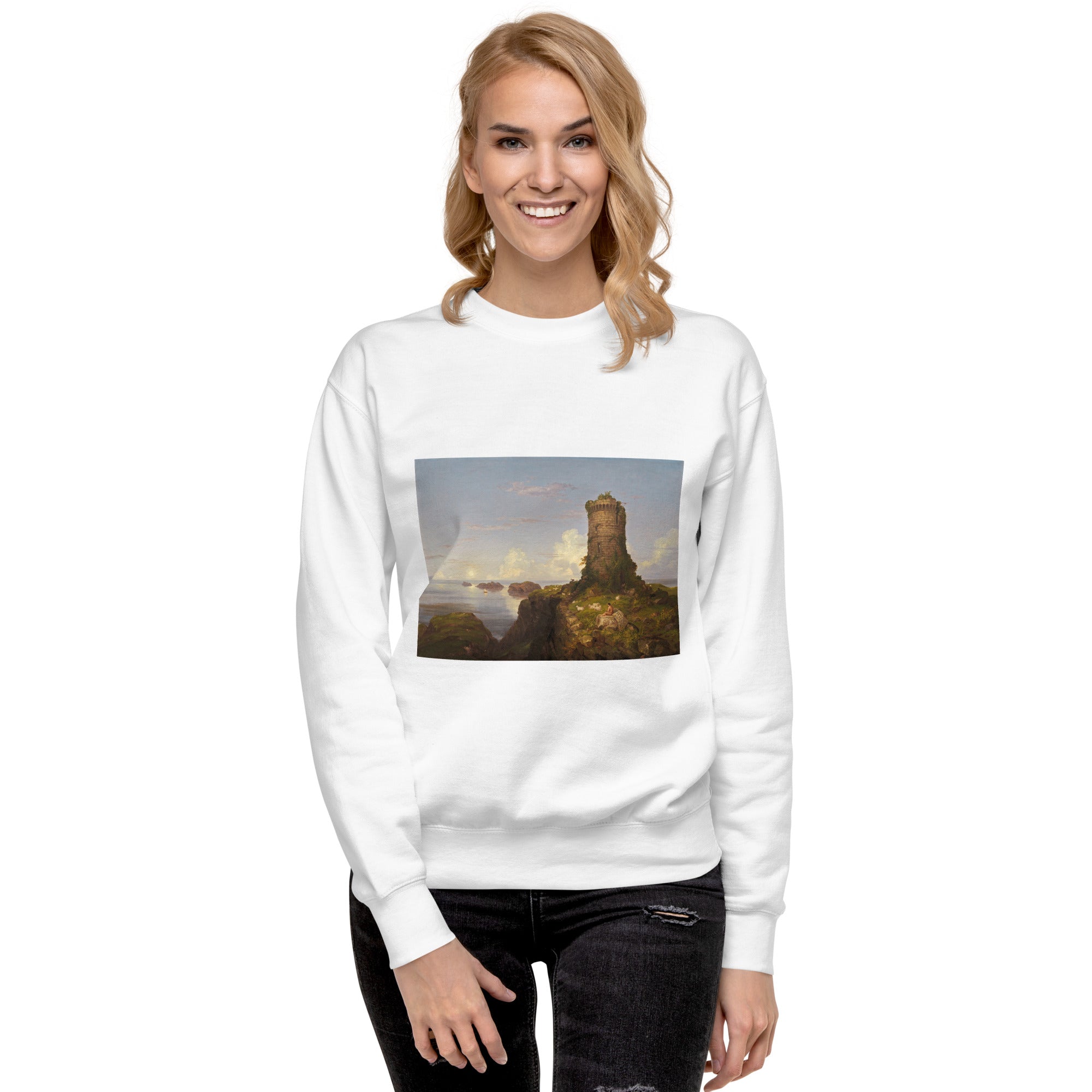 Thomas Cole – Kurzes Sweatshirt „Italienische Küstenszene“ – berühmtes Gemälde – Premium-Kunst-Kurzpullover