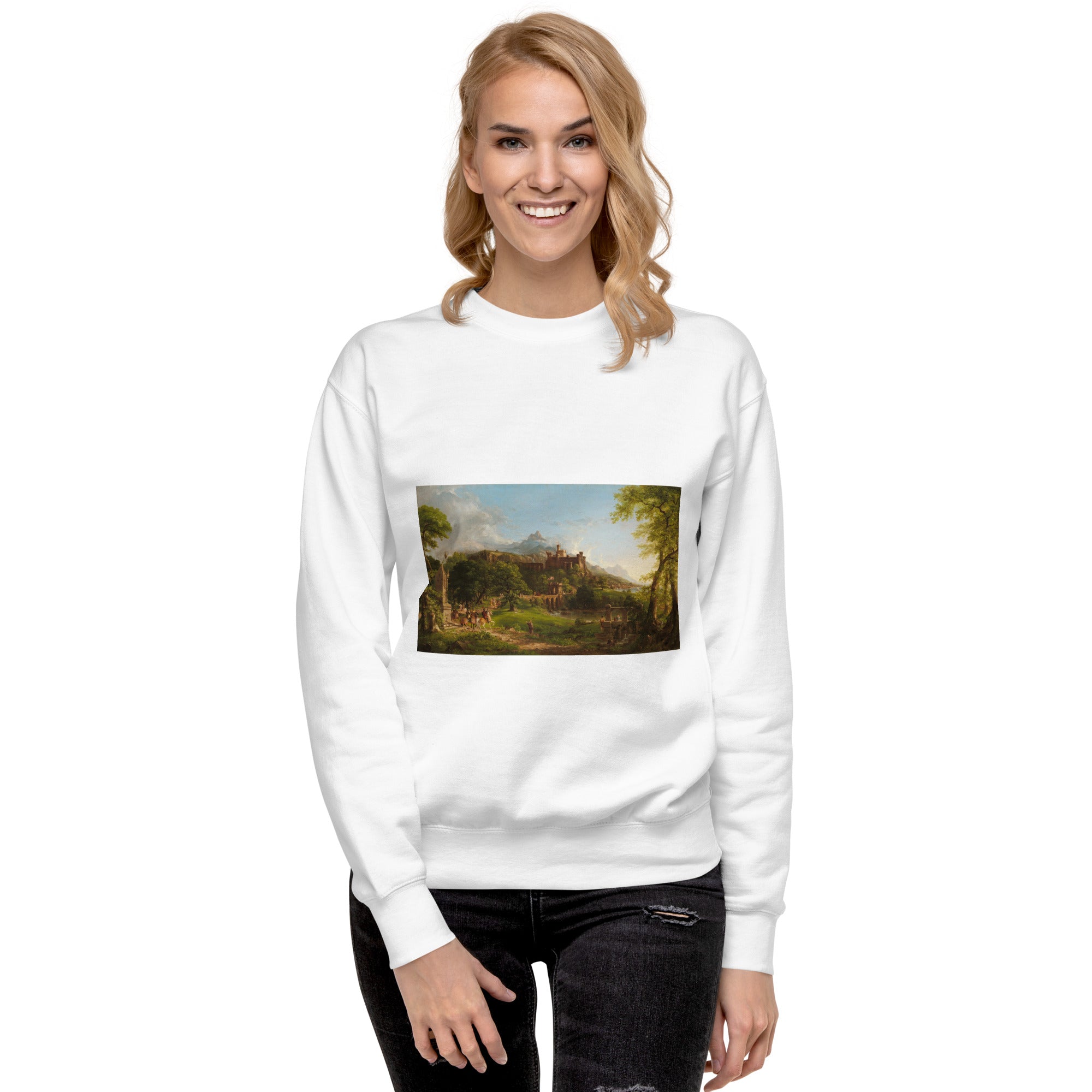 Sweatshirt mit berühmtem Gemälde „The Departure“ von Thomas Cole | Premium-Unisex-Sweatshirt