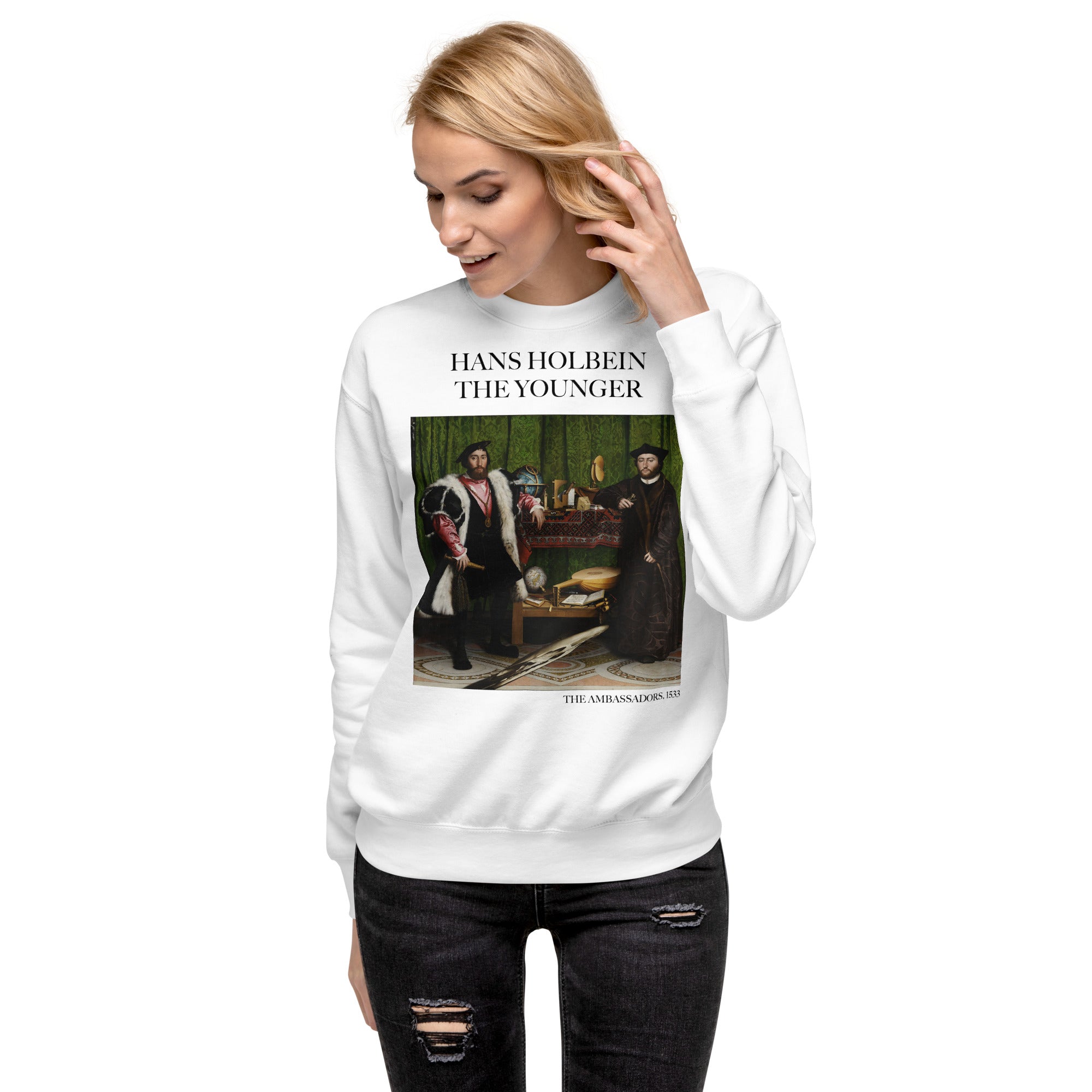 Hans Holbein the Younger 'The Ambassadors' Famous Painting Sweatshirt | Unisex Premium Sweatshirt