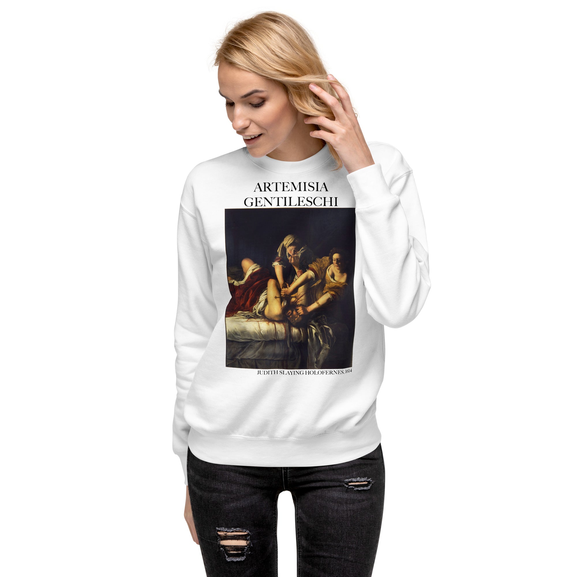 Sweatshirt mit berühmtem Gemälde „Judith erschlägt Holofernes“ von Artemisia Gentileschi | Premium-Unisex-Sweatshirt