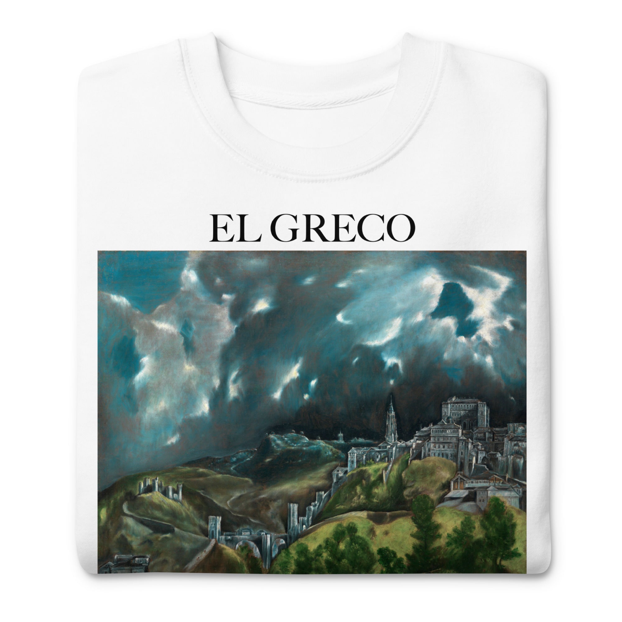 Sweatshirt mit berühmtem Gemälde „Ansicht von Toledo“ von El Greco | Premium-Unisex-Sweatshirt