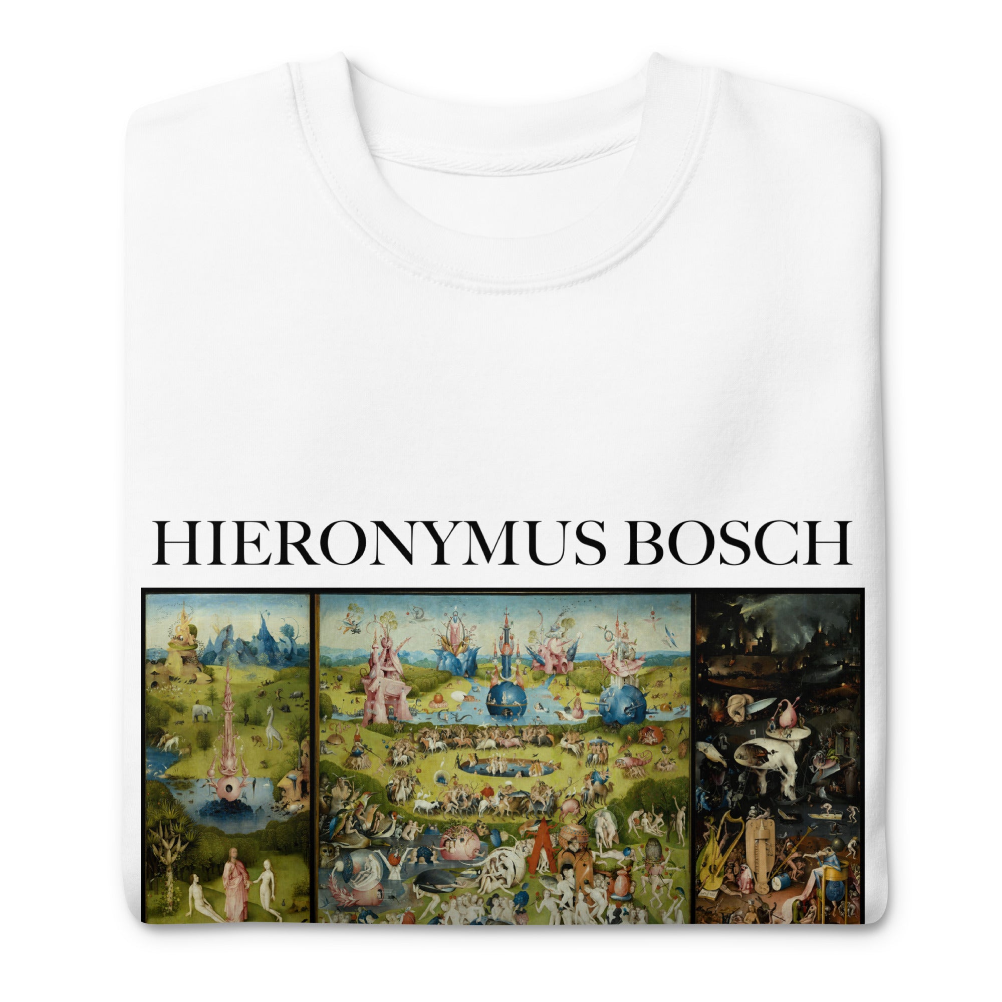 Sweatshirt mit berühmtem Gemälde „Der Garten der Lüste“ von Hieronymus Bosch | Premium-Sweatshirt für Unisex