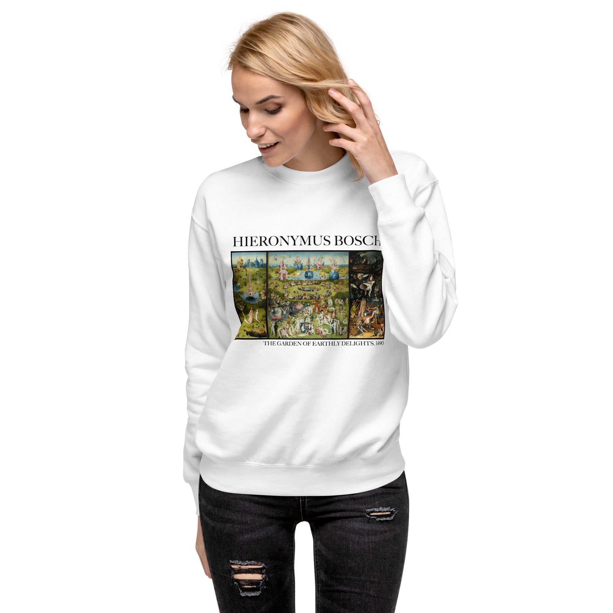 Sweatshirt mit berühmtem Gemälde „Der Garten der Lüste“ von Hieronymus Bosch | Premium-Sweatshirt für Unisex