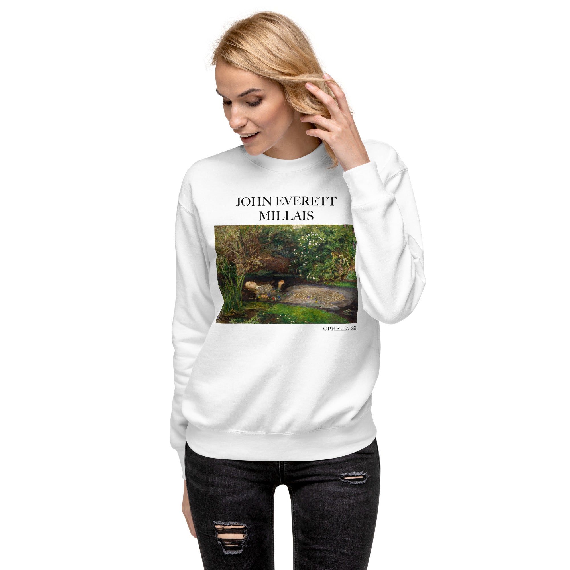 John Everett Millais 'Ophelia' Famous Painting Sweatshirt | Unisex Premium Sweatshirt