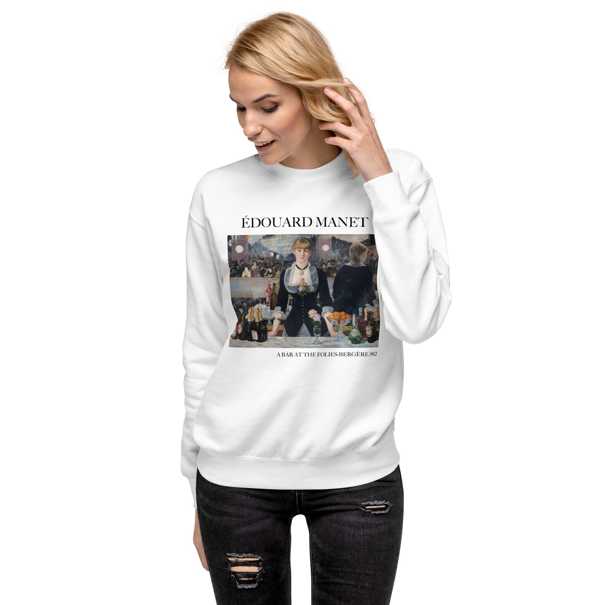 Édouard Manet 'A Bar at the Folies-Bergère' Famous Painting Sweatshirt | Unisex Premium Sweatshirt