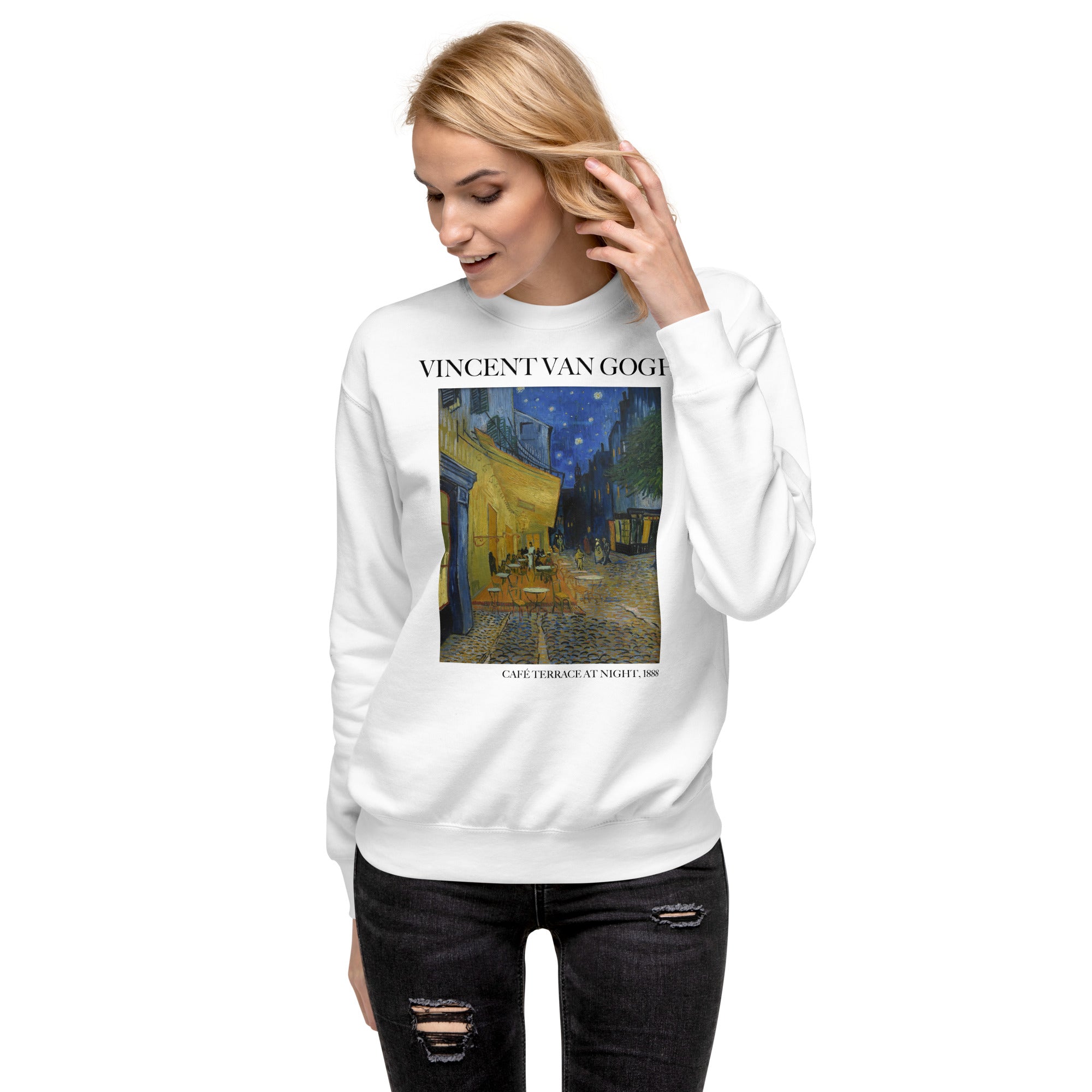 Vincent van Gogh 'Café Terrace at Night' Famous Painting Sweatshirt | Unisex Premium Sweatshirt