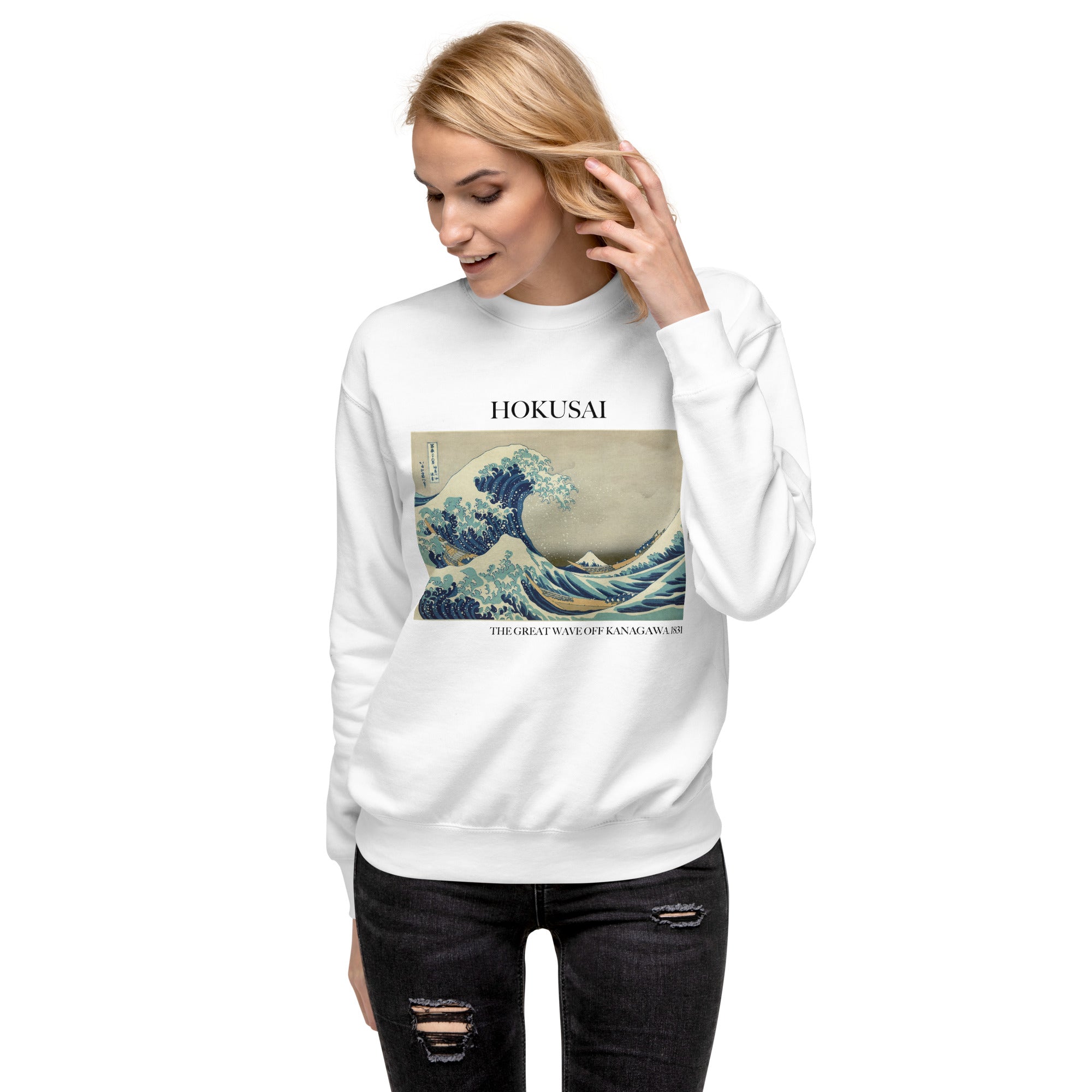 Sweatshirt mit berühmtem Gemälde „Die große Welle vor Kanagawa“ von Hokusai | Premium-Sweatshirt für Unisex