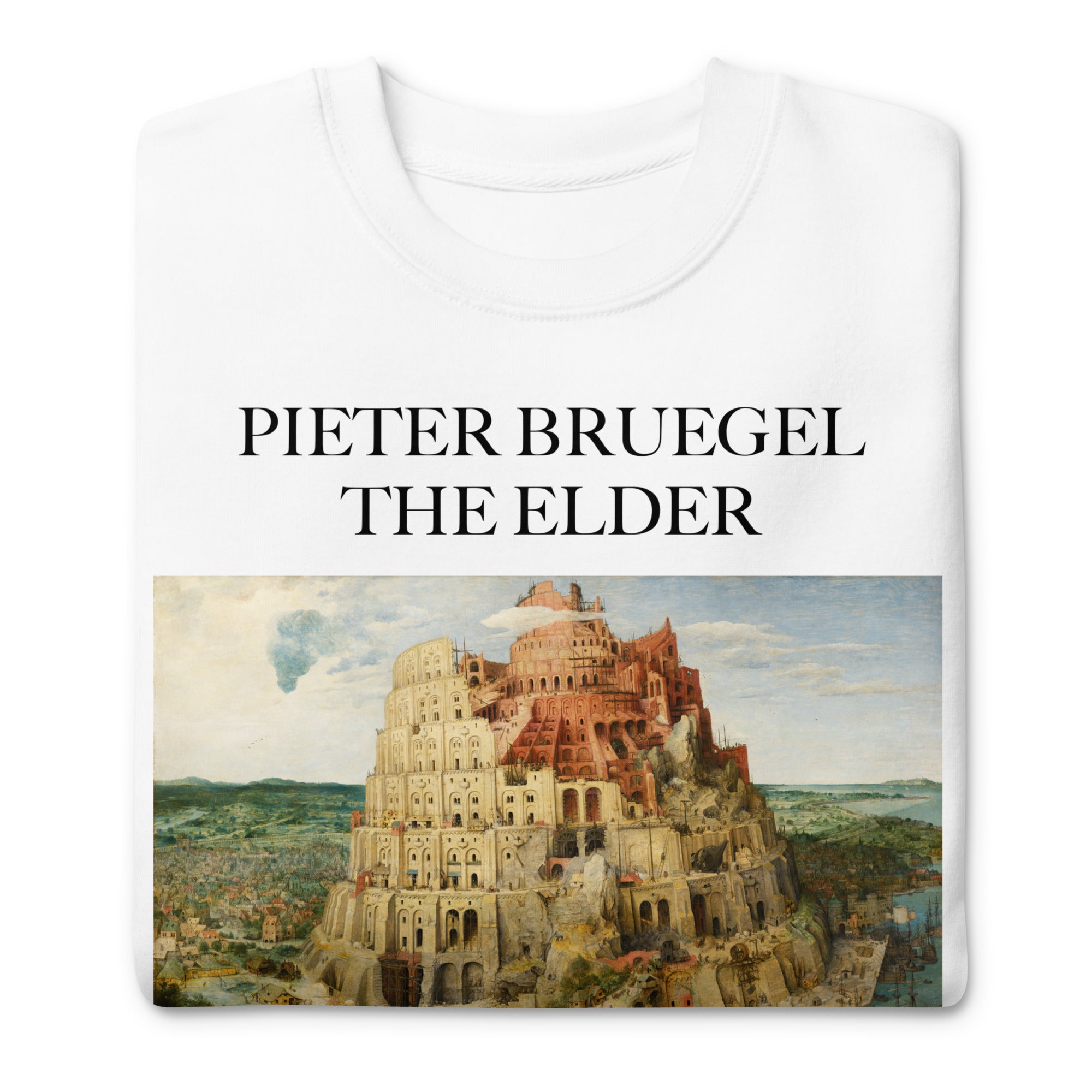 Sweatshirt mit berühmtem Gemälde „Der Turm zu Babel“ von Pieter Bruegel dem Älteren | Premium-Unisex-Sweatshirt