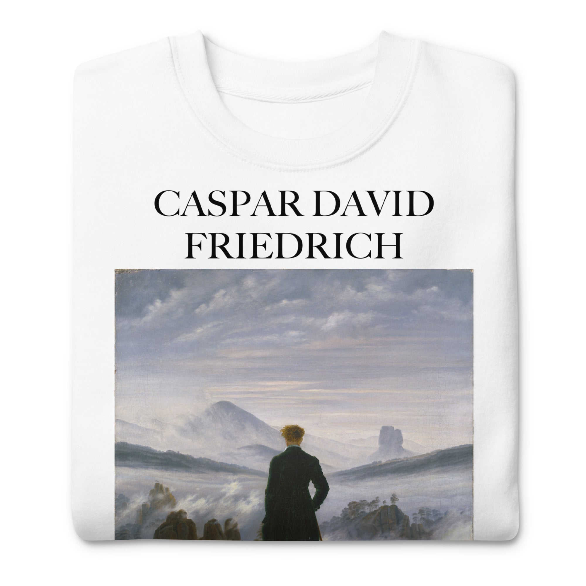 Caspar David Friedrich 'Wanderer Above the Sea of Fog' Famous Painting Sweatshirt | Unisex Premium Sweatshirt