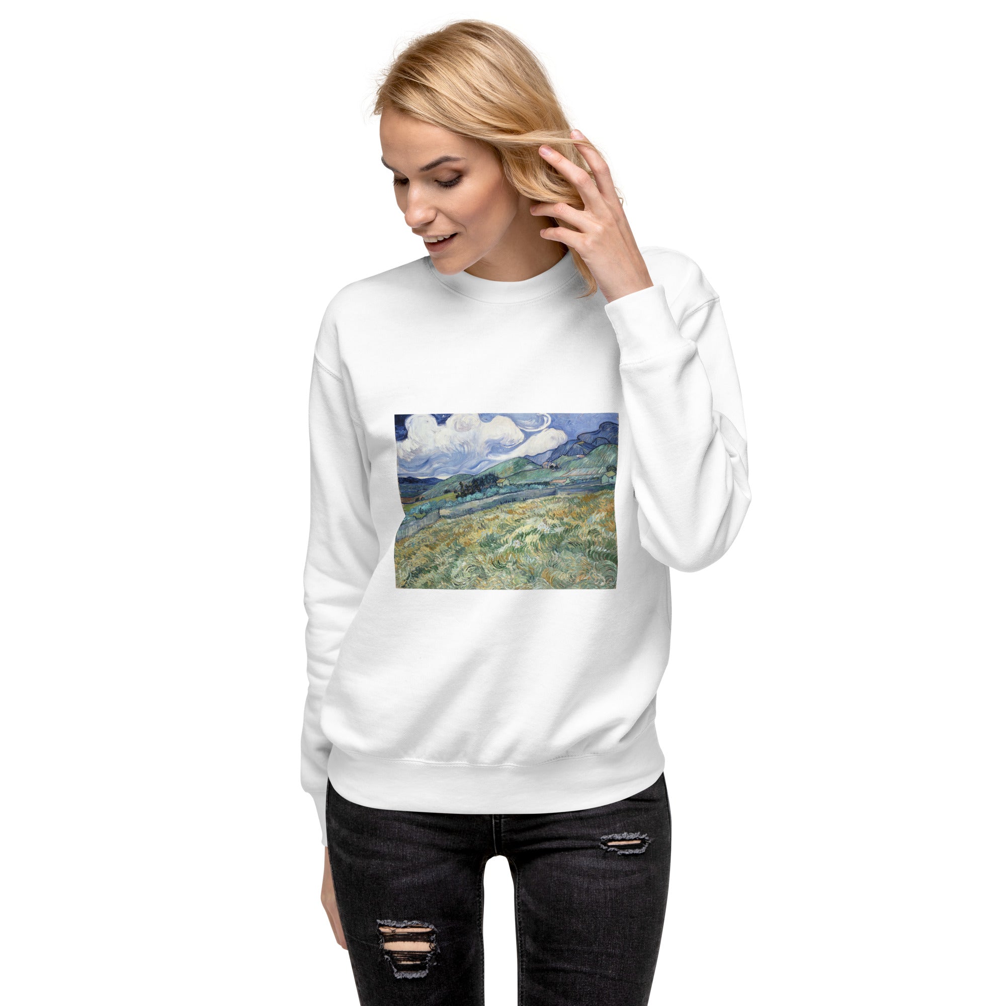 Vincent van Gogh 'Landscape from Saint-Rémy' Famous Painting Sweatshirt | Unisex Premium Sweatshirt