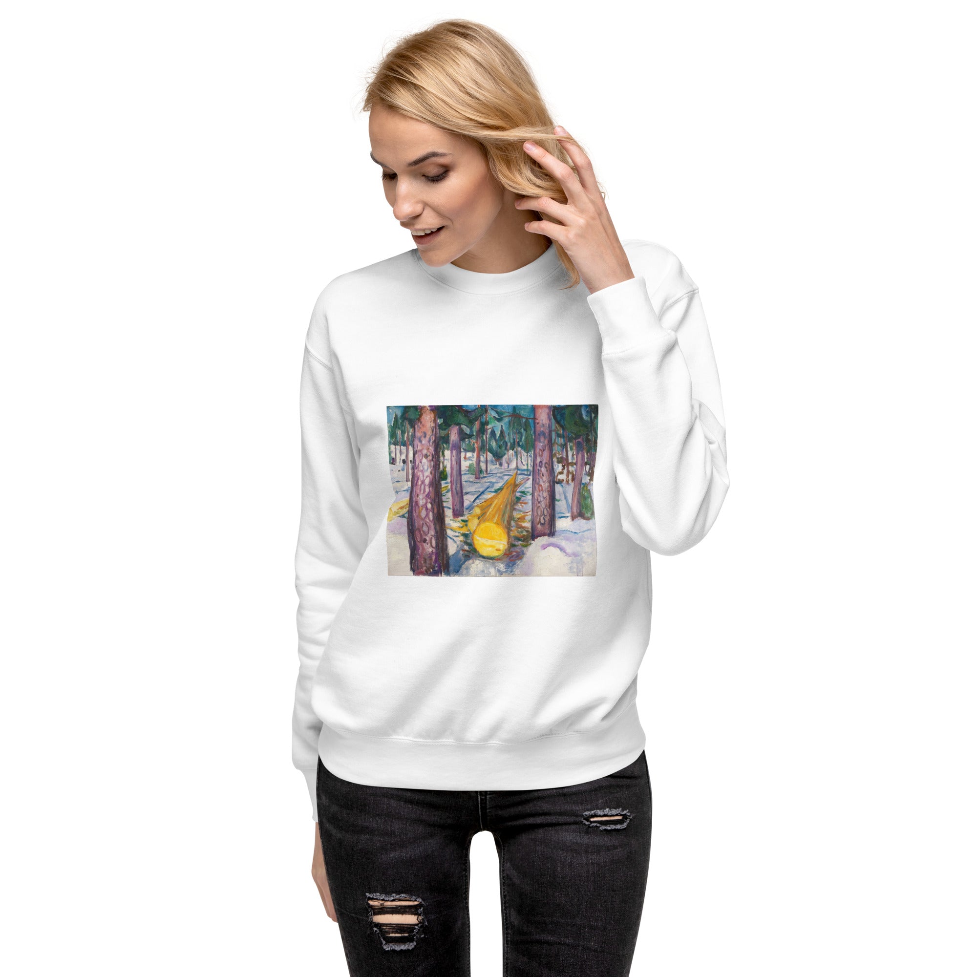 Sweatshirt mit berühmtem Gemälde „Der gelbe Baumstamm“ von Edvard Munch | Premium-Sweatshirt für Unisex