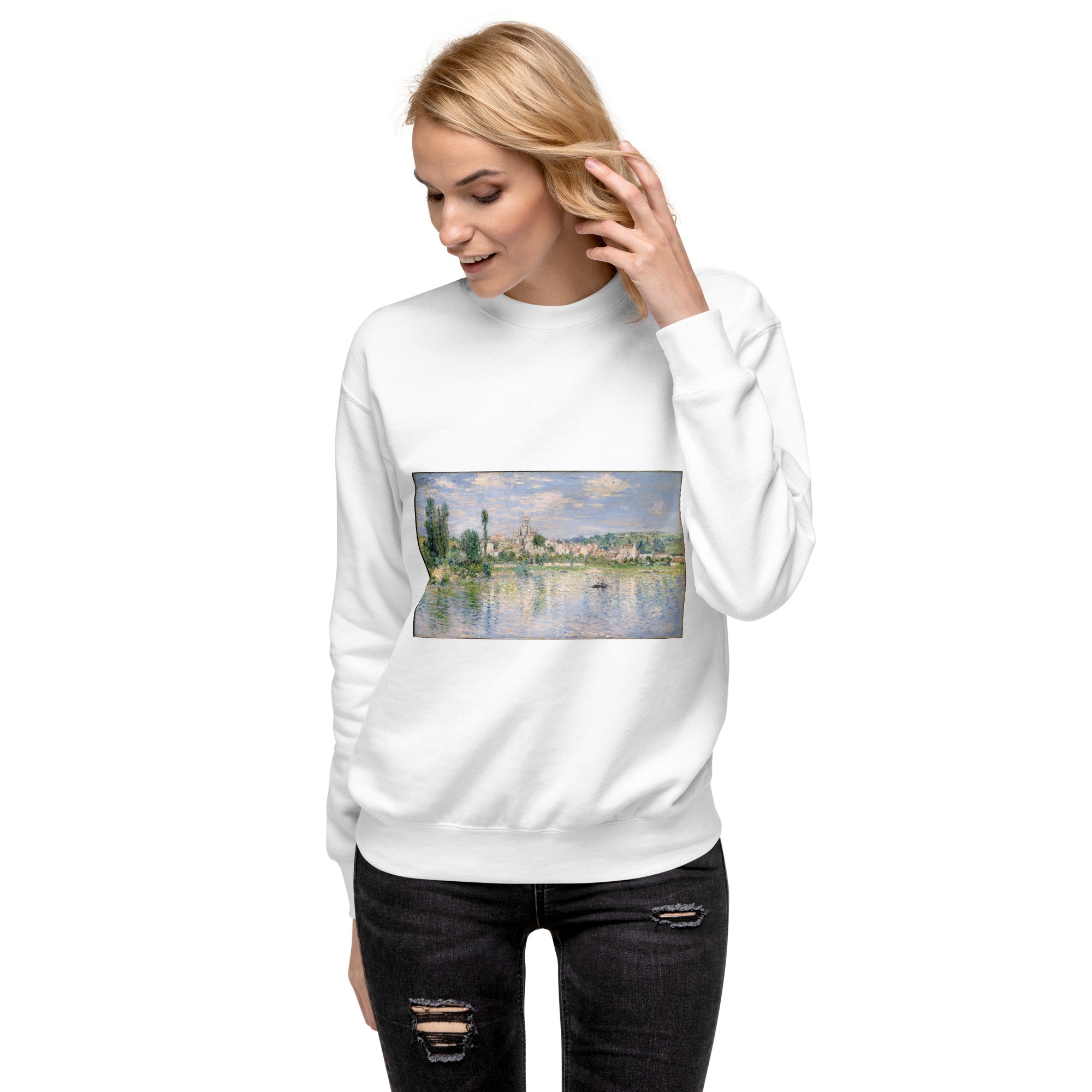 Claude Monet 'Vetheuil in Summer' Famous Painting Sweatshirt | Unisex Premium Sweatshirt