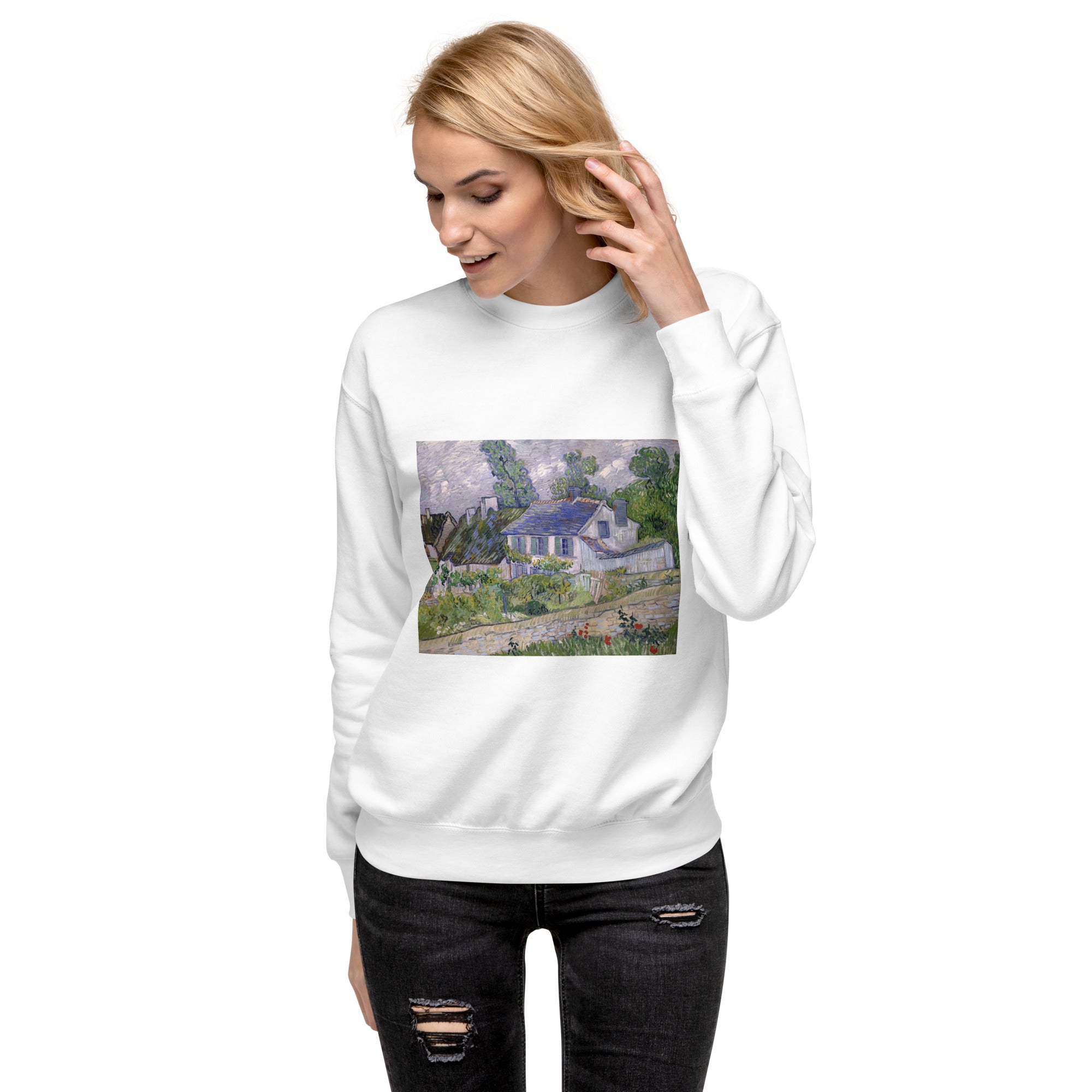 Sweatshirt mit berühmtem Gemälde „Häuser bei Auvers“ von Vincent van Gogh | Premium-Sweatshirt für Unisex