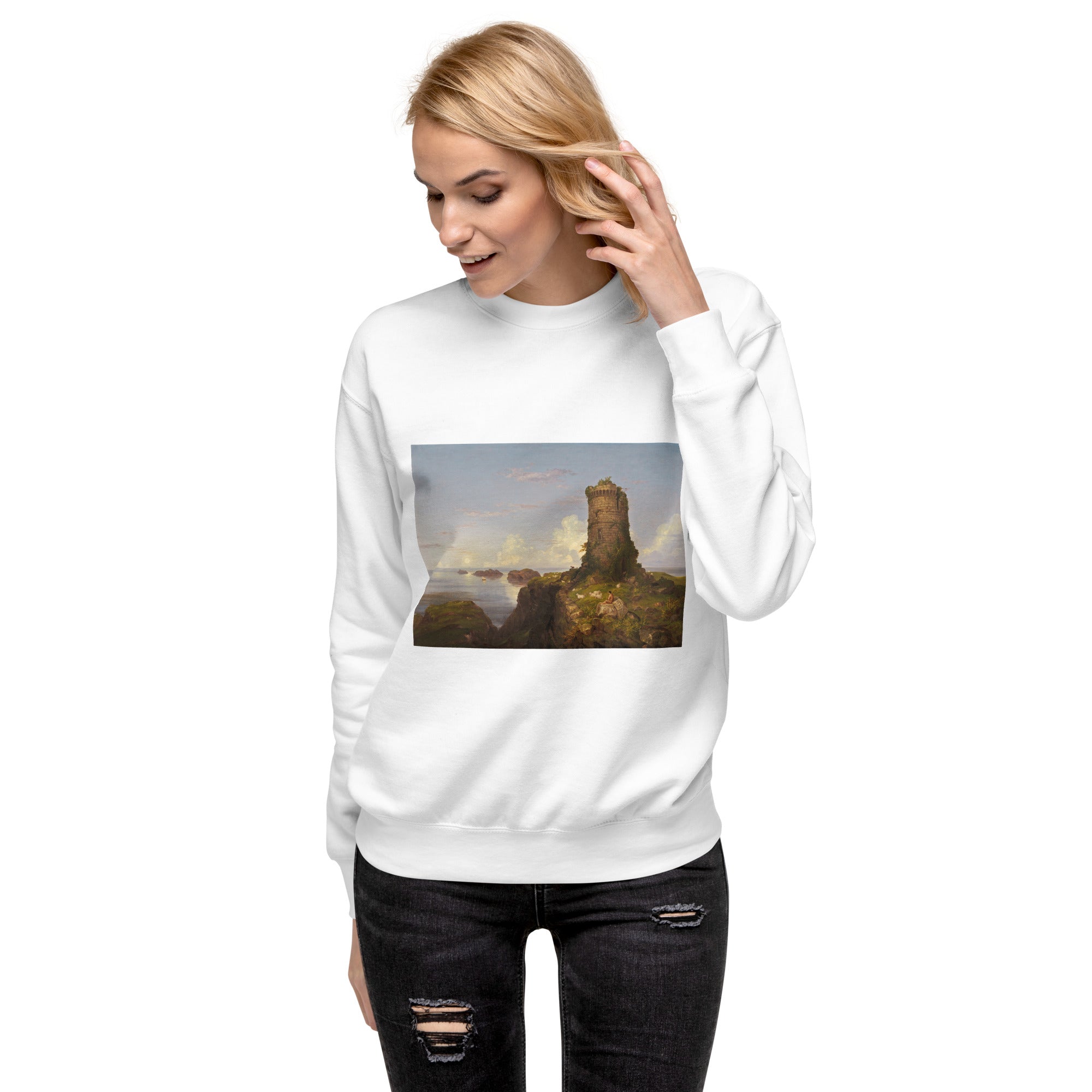 Thomas Cole – Kurzes Sweatshirt „Italienische Küstenszene“ – berühmtes Gemälde – Premium-Kunst-Kurzpullover