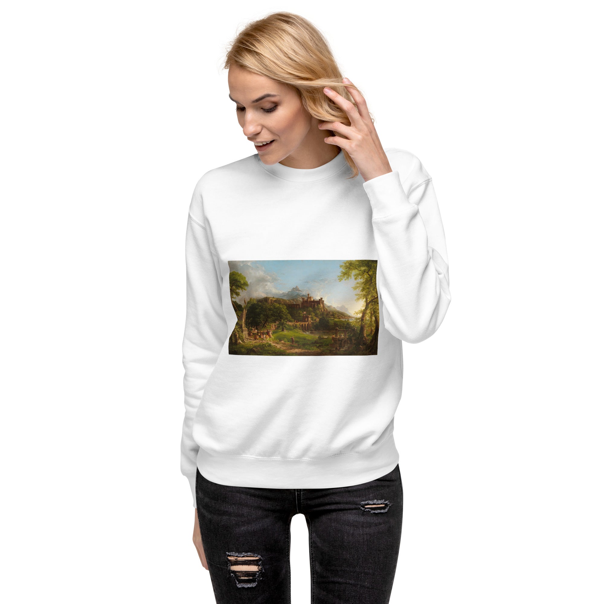 Sweatshirt mit berühmtem Gemälde „The Departure“ von Thomas Cole | Premium-Unisex-Sweatshirt