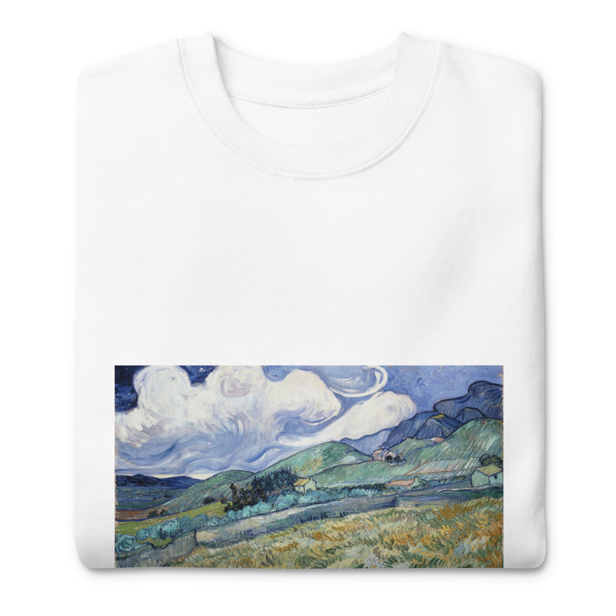 Sweatshirt mit berühmtem Gemälde „Landschaft von Saint-Rémy“ von Vincent van Gogh | Premium-Sweatshirt für Unisex