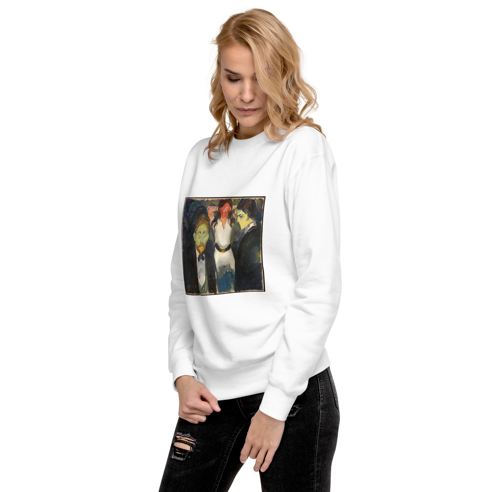 Sweatshirt mit berühmtem Gemälde „Eifersucht“ von Edvard Munch, Premium-Unisex-Sweatshirt