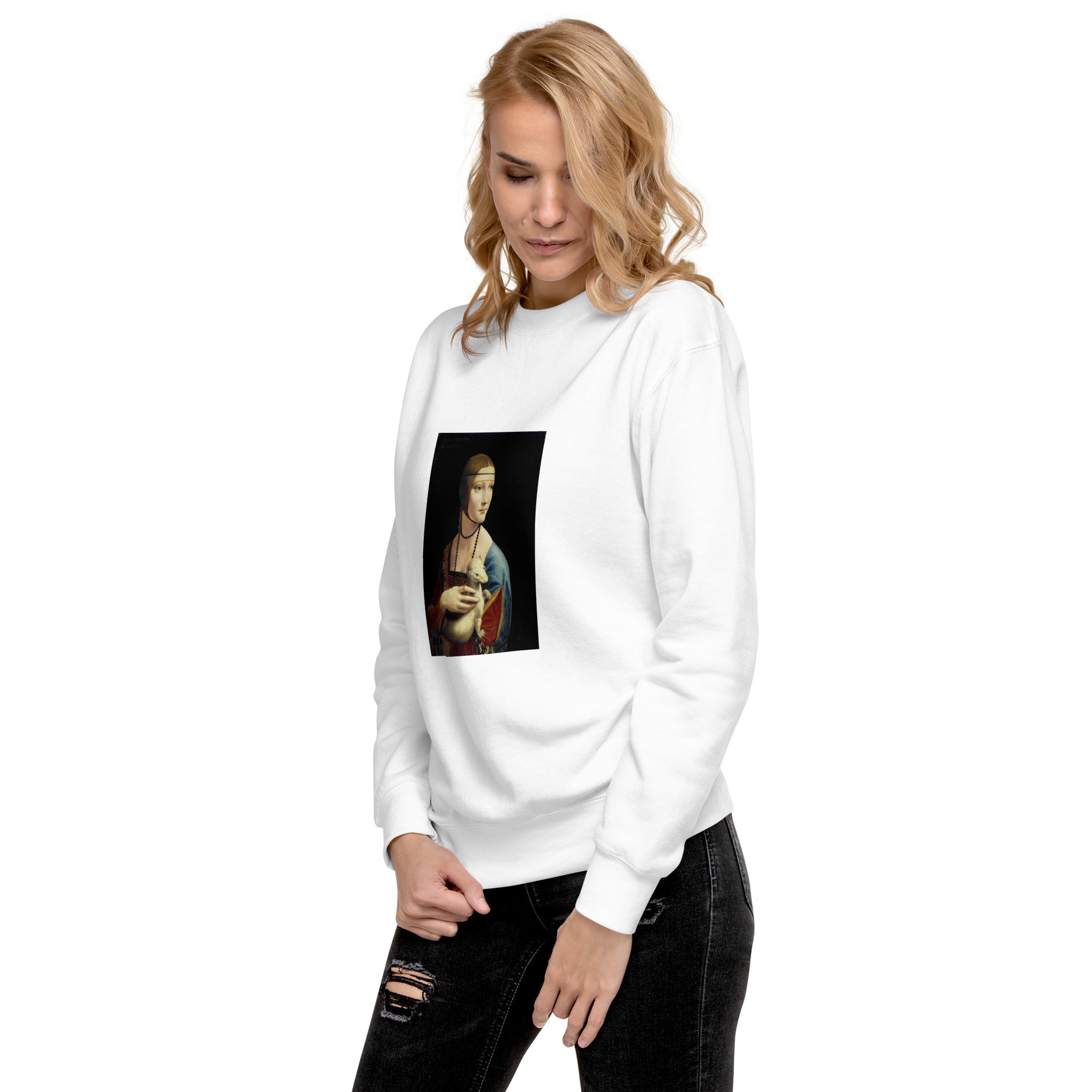 Sweatshirt mit berühmtem Gemälde „Die Dame mit dem Hermelin“ von Leonardo da Vinci, Unisex, Premium-Sweatshirt