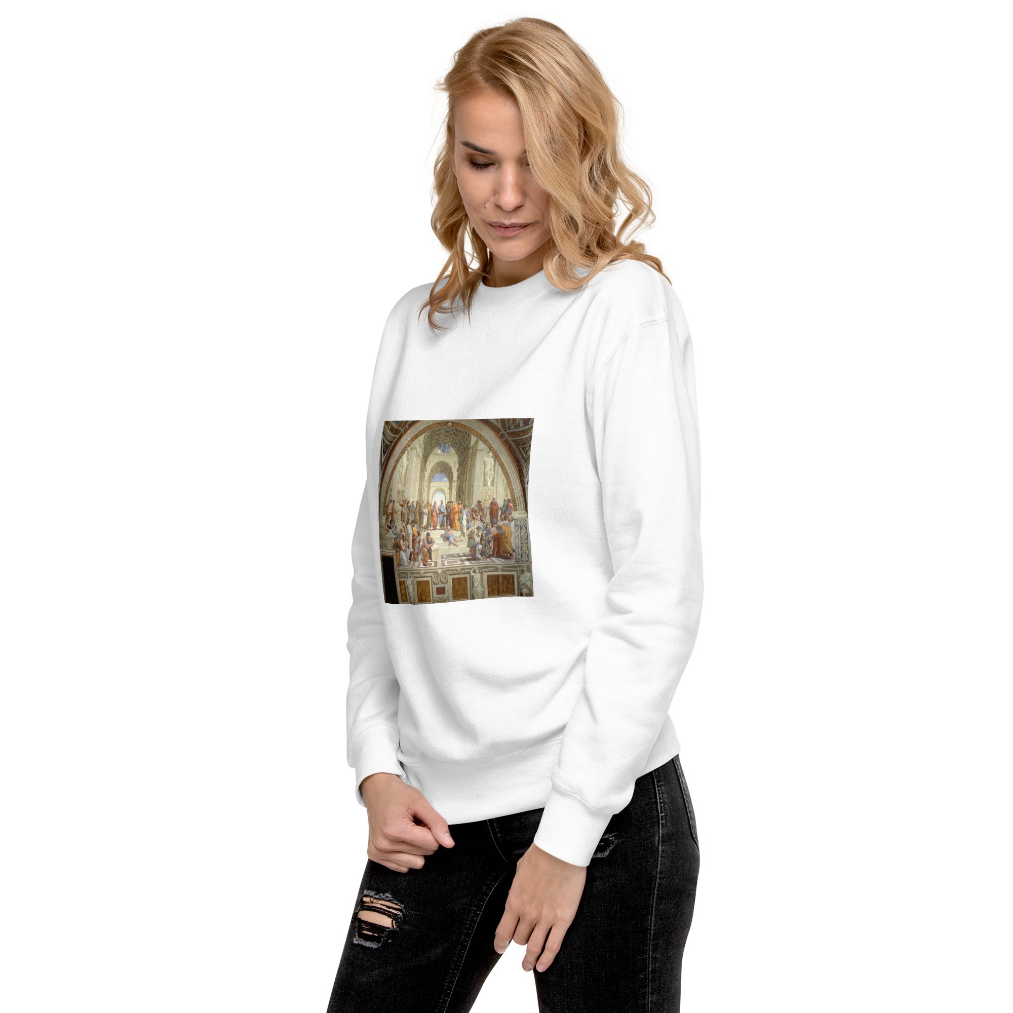 Sweatshirt mit berühmtem Gemälde „Die Schule von Athen“ von Raphael | Premium-Sweatshirt für Unisex