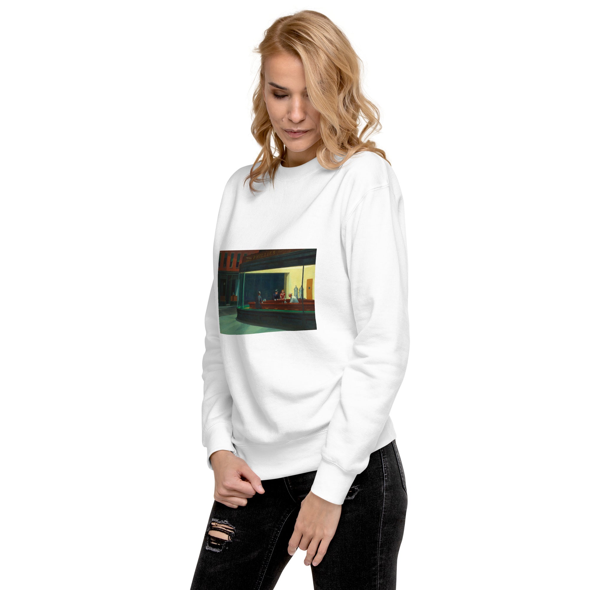 Edward Hopper 'Nighthawks' Famous Painting Sweatshirt | Unisex Premium Sweatshirt