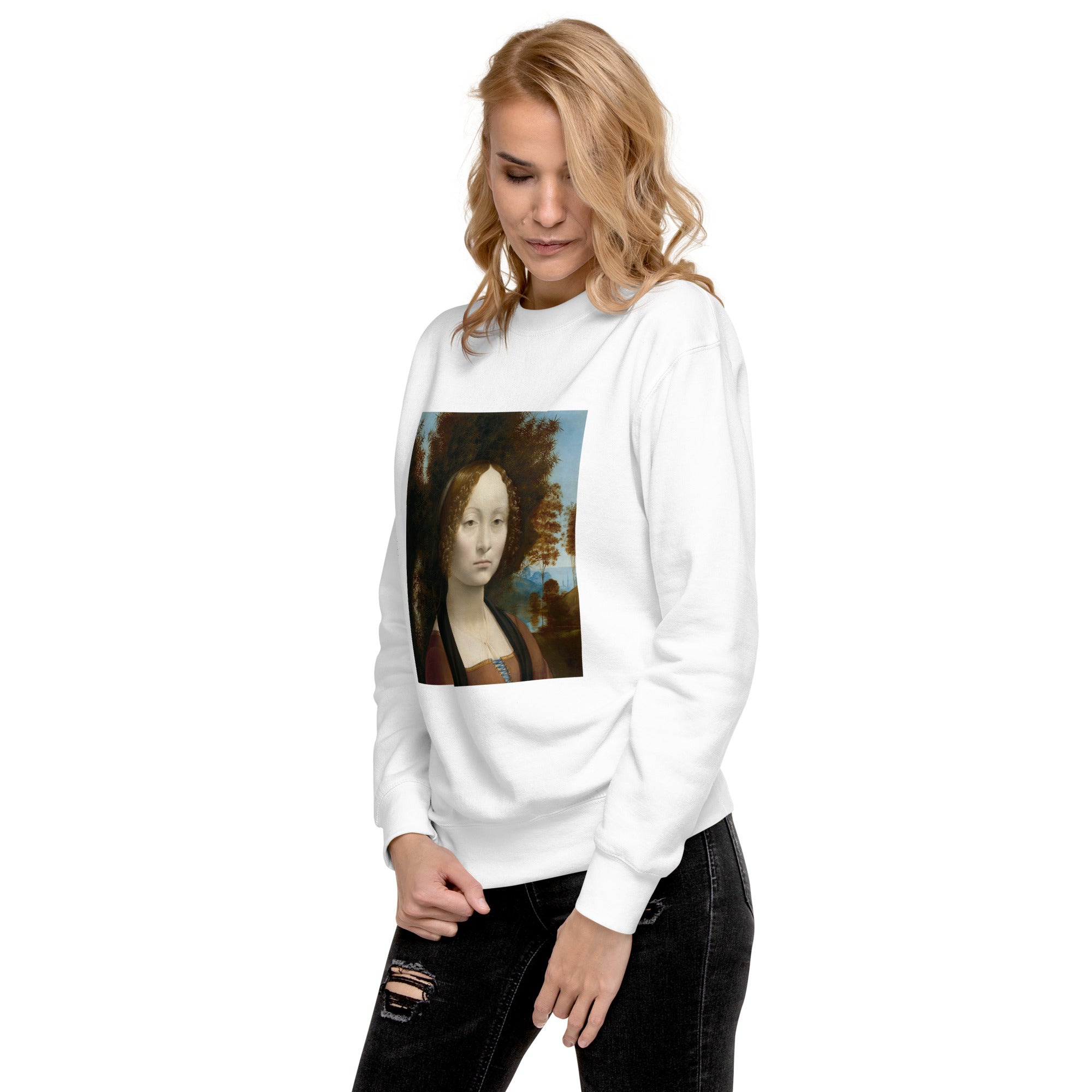 Sweatshirt mit berühmtem Gemälde „Ginevra de‘ Benci“ von Leonardo da Vinci, Premium-Unisex-Sweatshirt