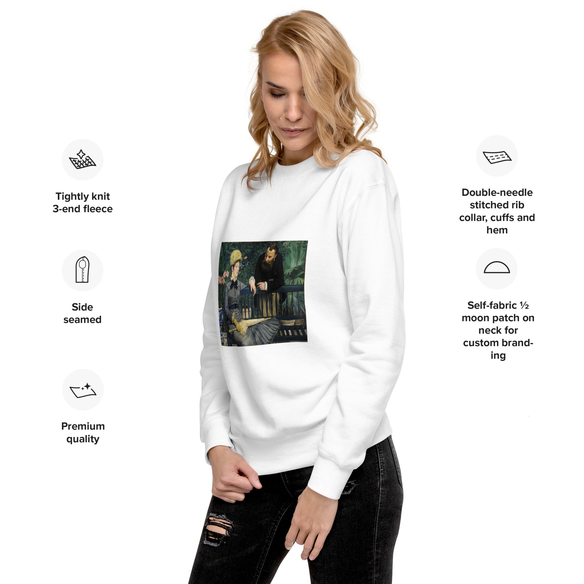 Sweatshirt mit berühmtem Gemälde „Im Wintergarten“ von Édouard Manet, Premium-Unisex-Sweatshirt